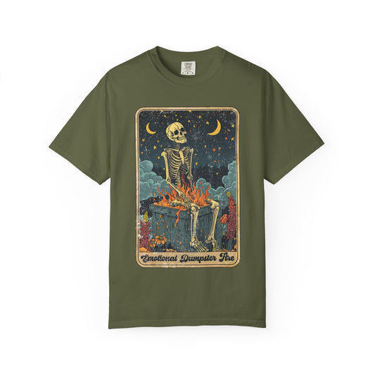 Skeleton in the Moonlight T-Shirt | Spooky Vintage Graphic Tee for Halloween, Casual Wear, Unisex Apparel, Fall Fashion, Gift for Art Lovers