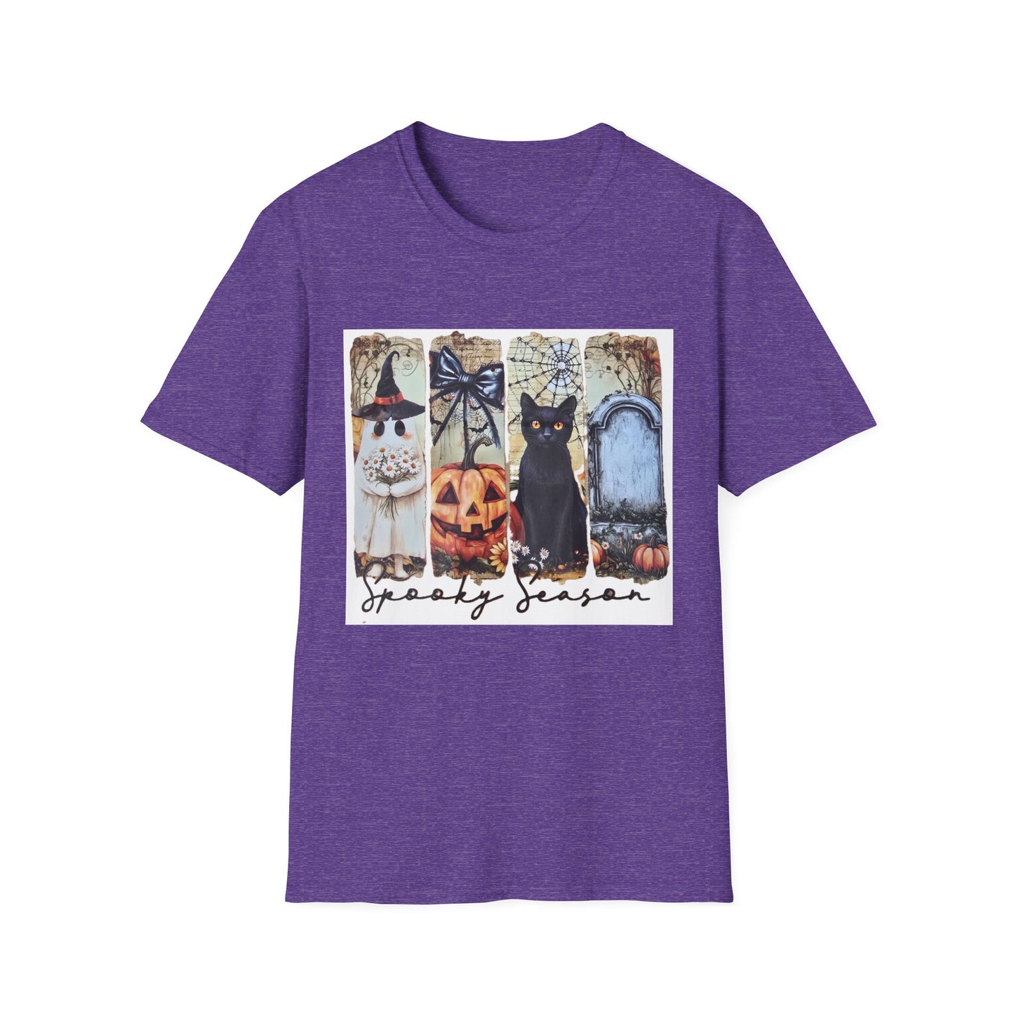 Spooky Season Cat T-Shirt, Halloween Tees, Unisex Softstyle Tee, Fall Fashion, Cute Halloween Shirt, Cat Lover Gift