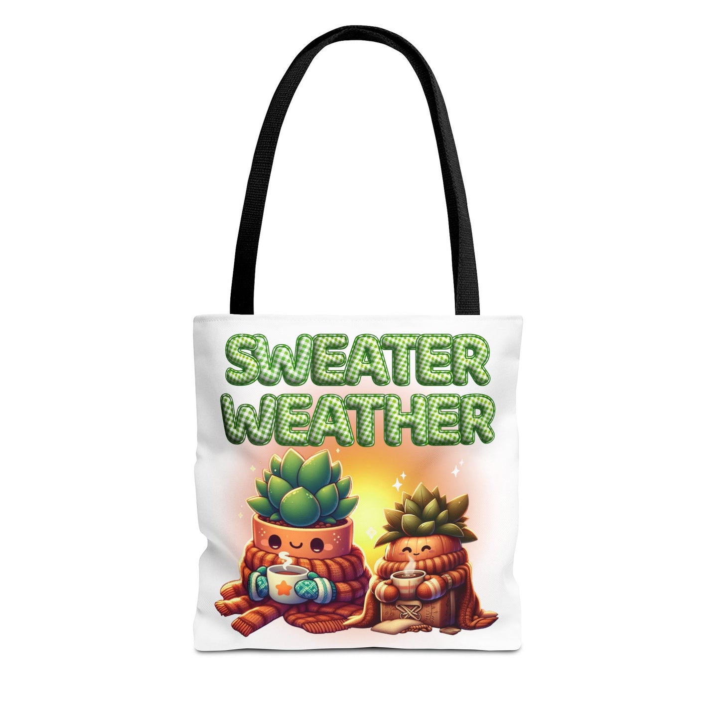 Sweater Weather Tote Bag | Cute Fall Carryall, Gift for Plant Lovers, Autumn Accessory, Eco-Friendly Shopping Bag, Seasonal Decor