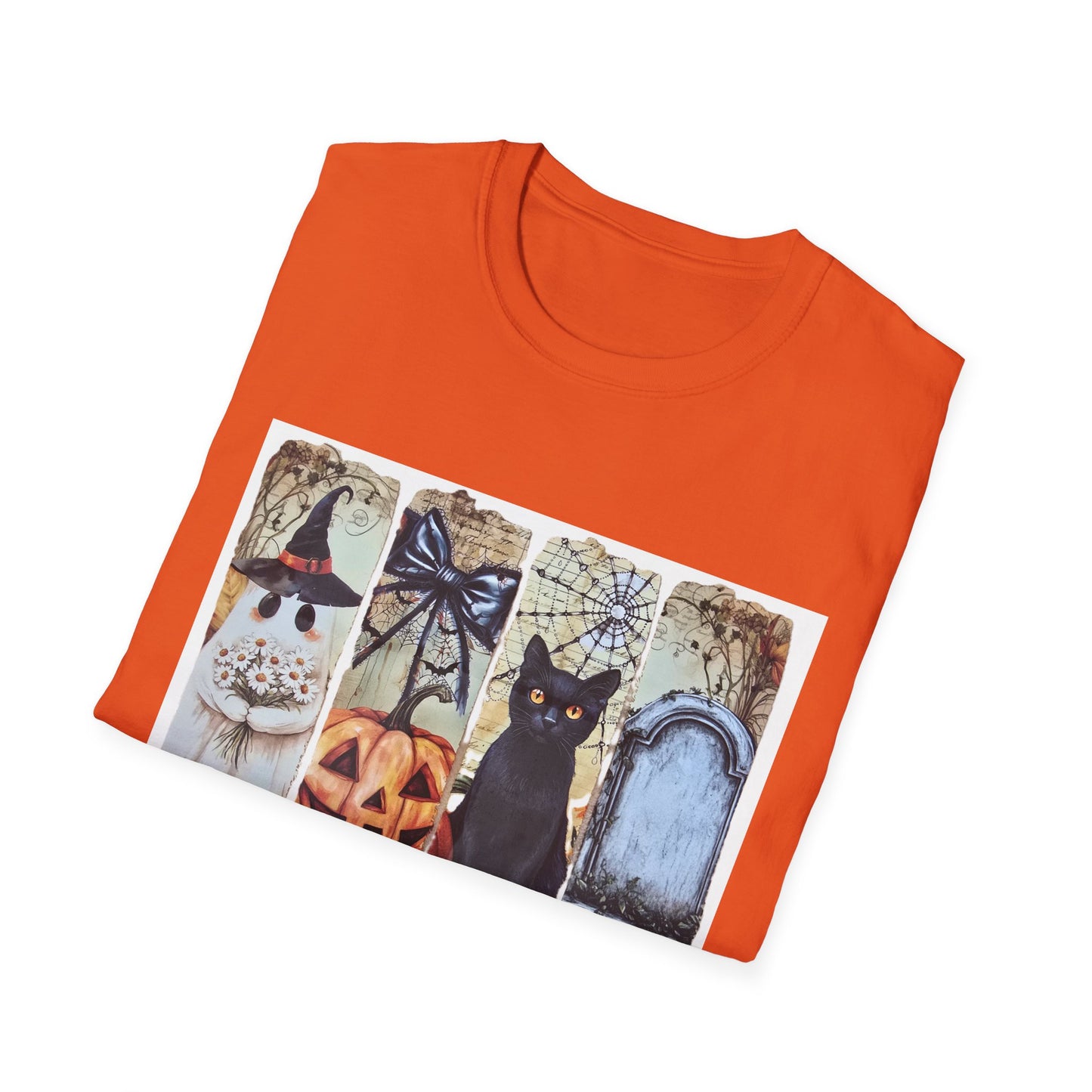 Spooky Season Cat T-Shirt, Halloween Tees, Unisex Softstyle Tee, Fall Fashion, Cute Halloween Shirt, Cat Lover Gift