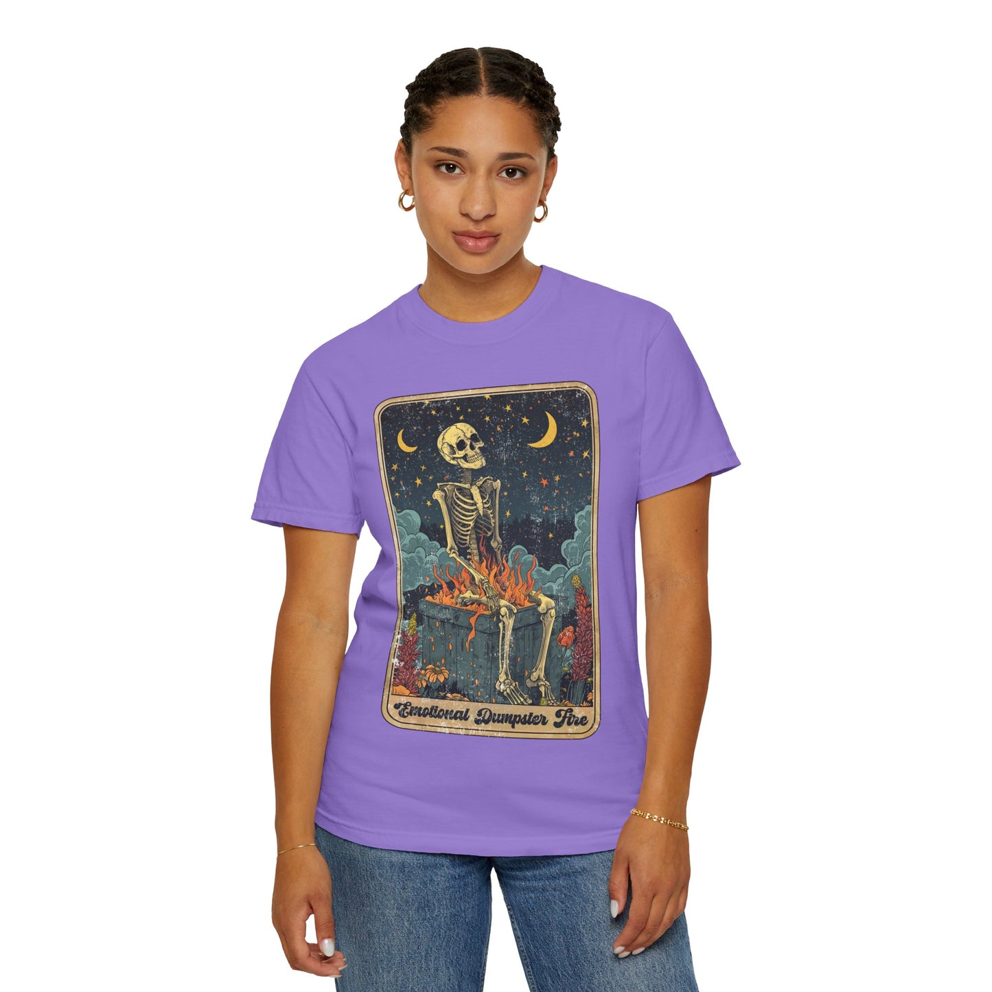 Skeleton in the Moonlight T-Shirt | Spooky Vintage Graphic Tee for Halloween, Casual Wear, Unisex Apparel, Fall Fashion, Gift for Art Lovers