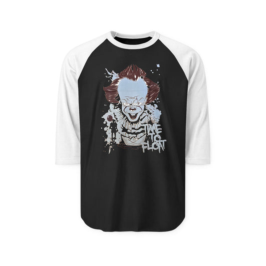 Spooky Graphic Raglan Shirt, Unisex Halloween Tee, Horror Movie Apparel, Pennywise Shirt, Casual Frightening Fashion