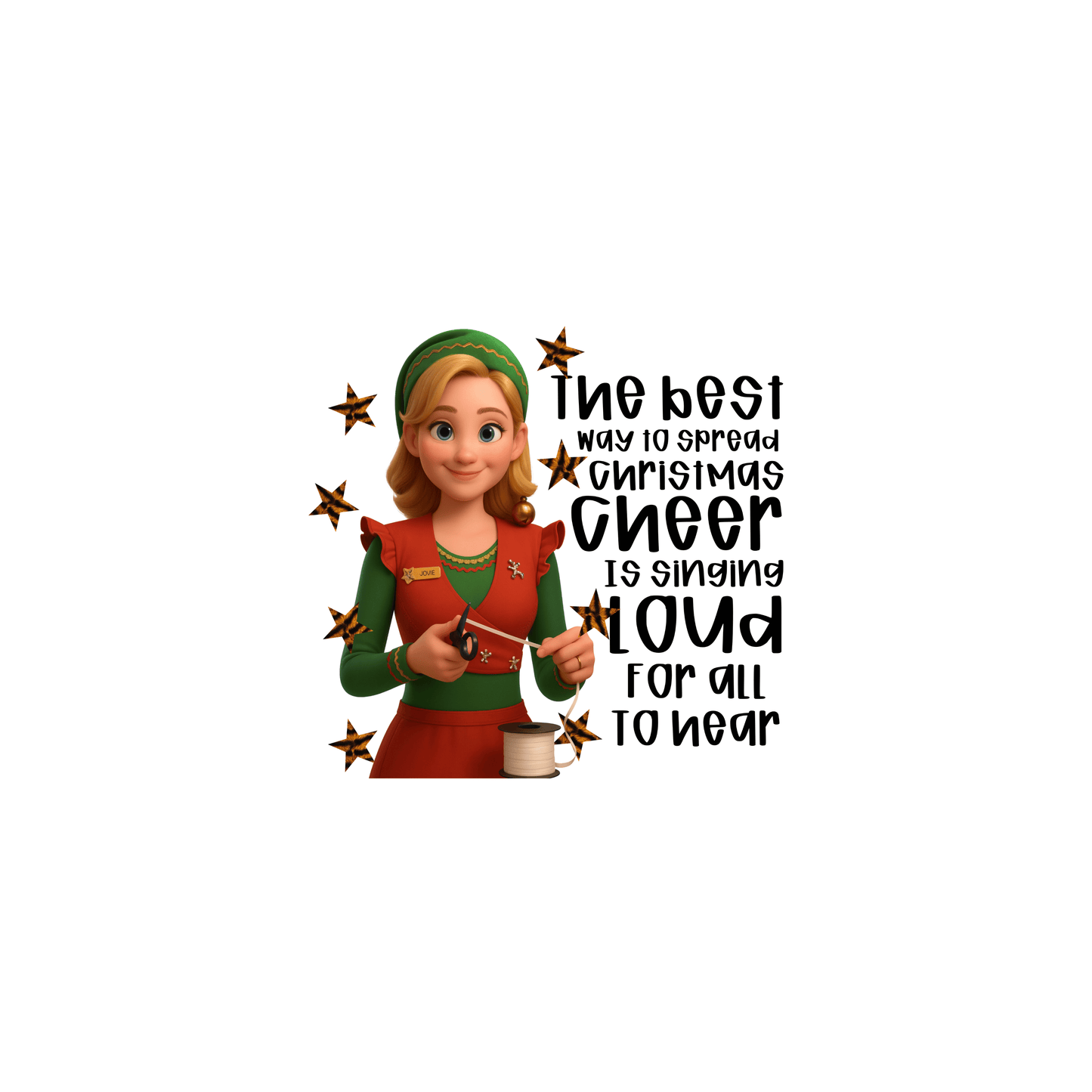 Jovie the Christmas Cheer Elf T-Shirt | Cute Holiday Helper Tee | Festive Christmas Spirit Shirt