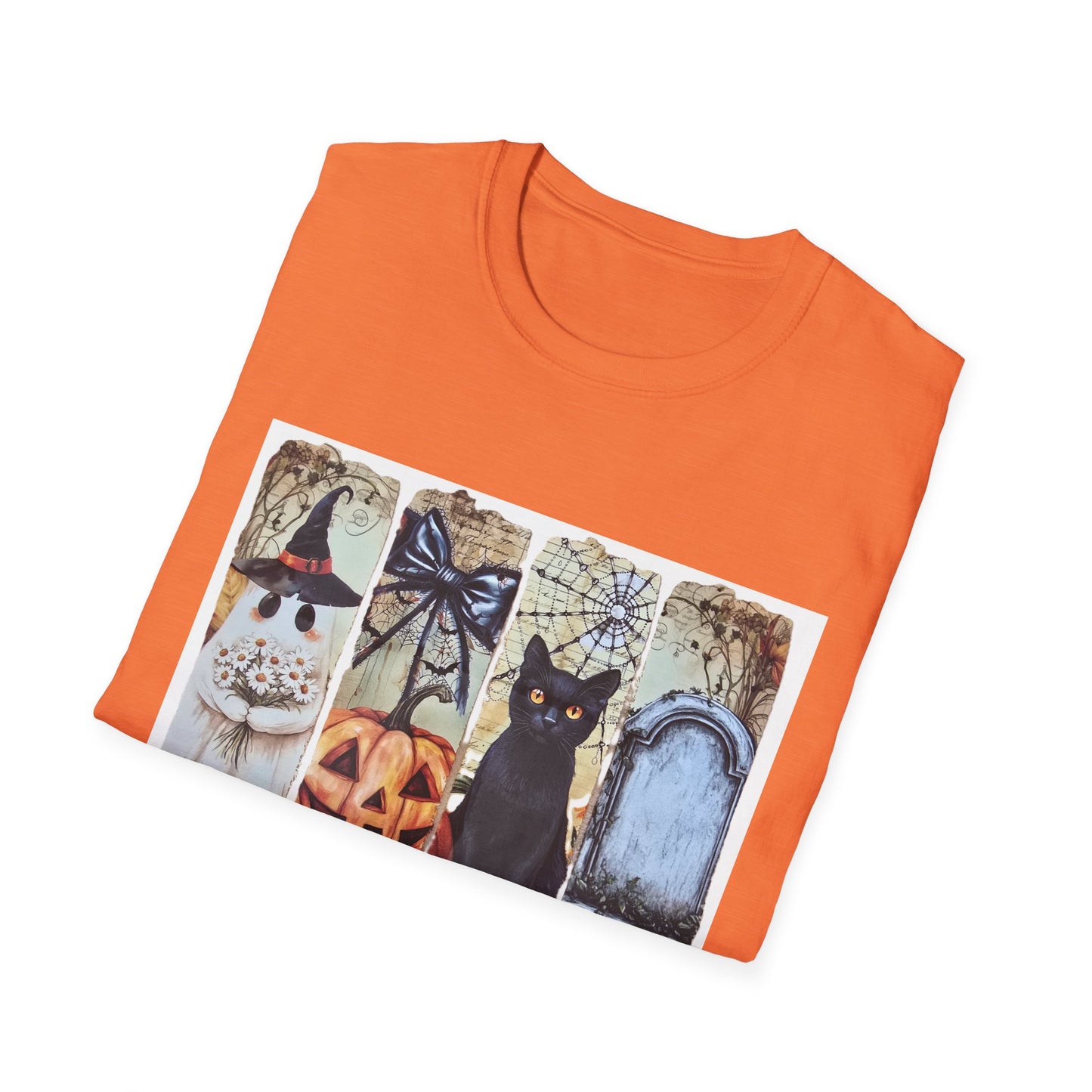 Spooky Season Cat T-Shirt, Halloween Tees, Unisex Softstyle Tee, Fall Fashion, Cute Halloween Shirt, Cat Lover Gift