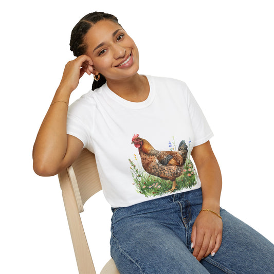 Charming Chicken T-Shirt, Farm Animal Tee, Unisex Graphic Shirt, Nature Lovers Gift, Country Style Casual Wear