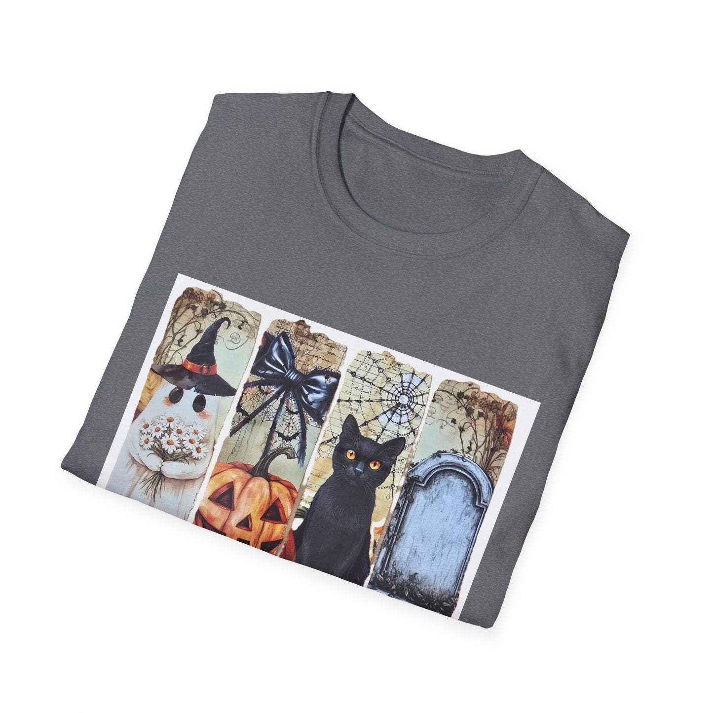 Spooky Season Cat T-Shirt, Halloween Tees, Unisex Softstyle Tee, Fall Fashion, Cute Halloween Shirt, Cat Lover Gift