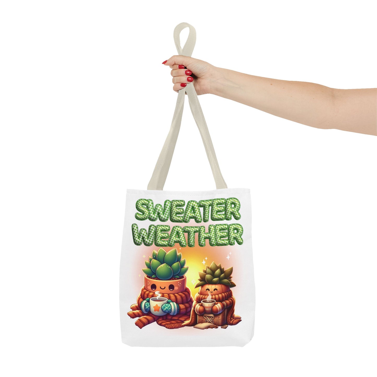 Sweater Weather Tote Bag | Cute Fall Carryall, Gift for Plant Lovers, Autumn Accessory, Eco-Friendly Shopping Bag, Seasonal Decor