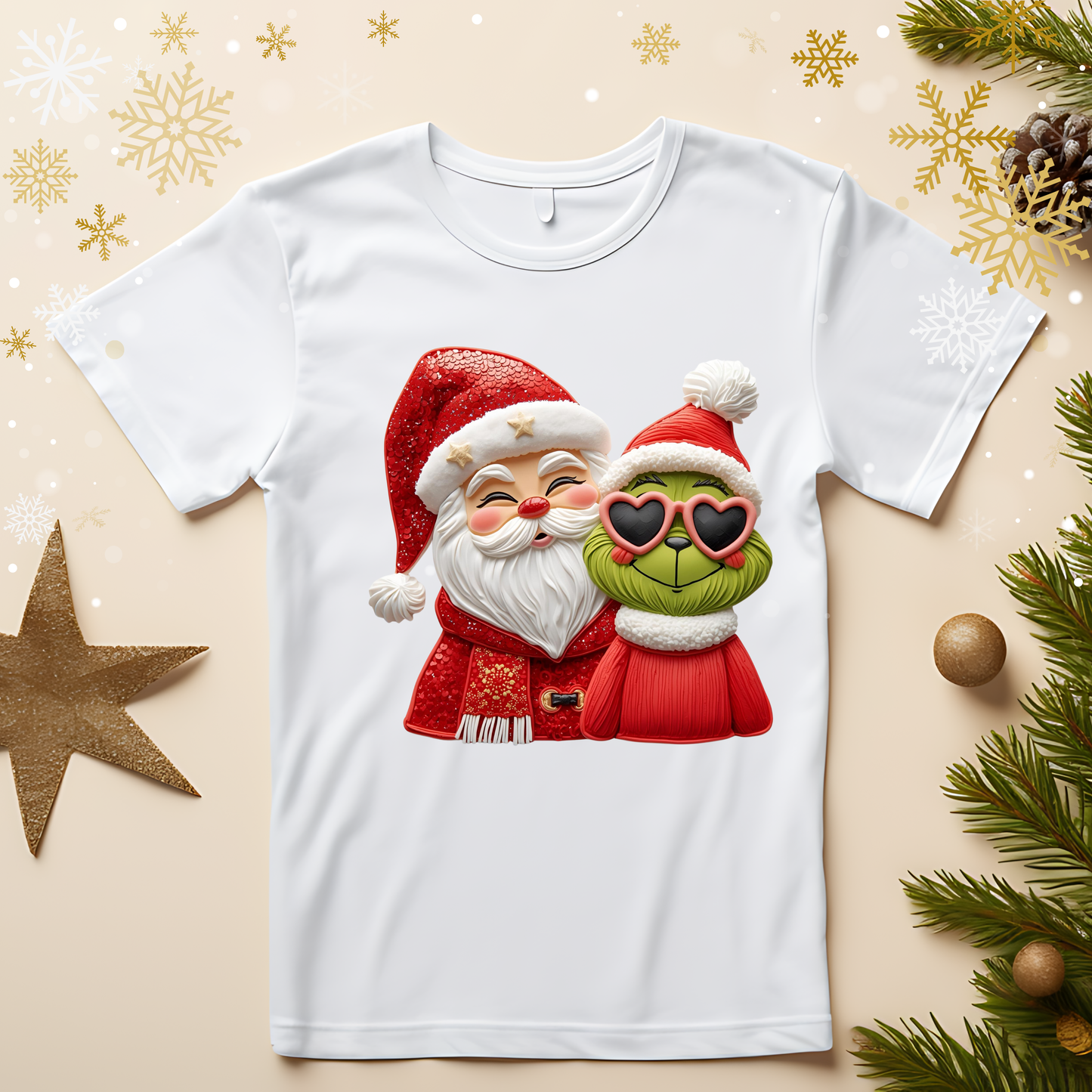π
Santa & Grinch Besties Christmas T-Shirt β Funny Holiday Friends Tee