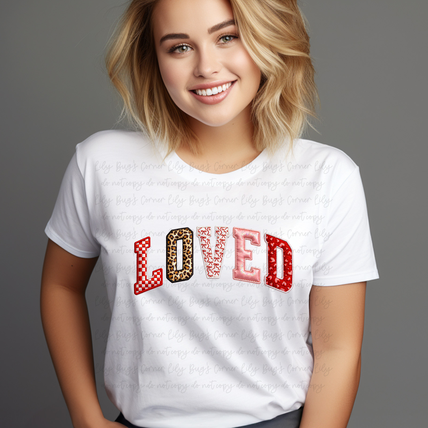 LOVED Patchwork Valentine Graphic Tee | Leopard & Red Heart Love Shirt
