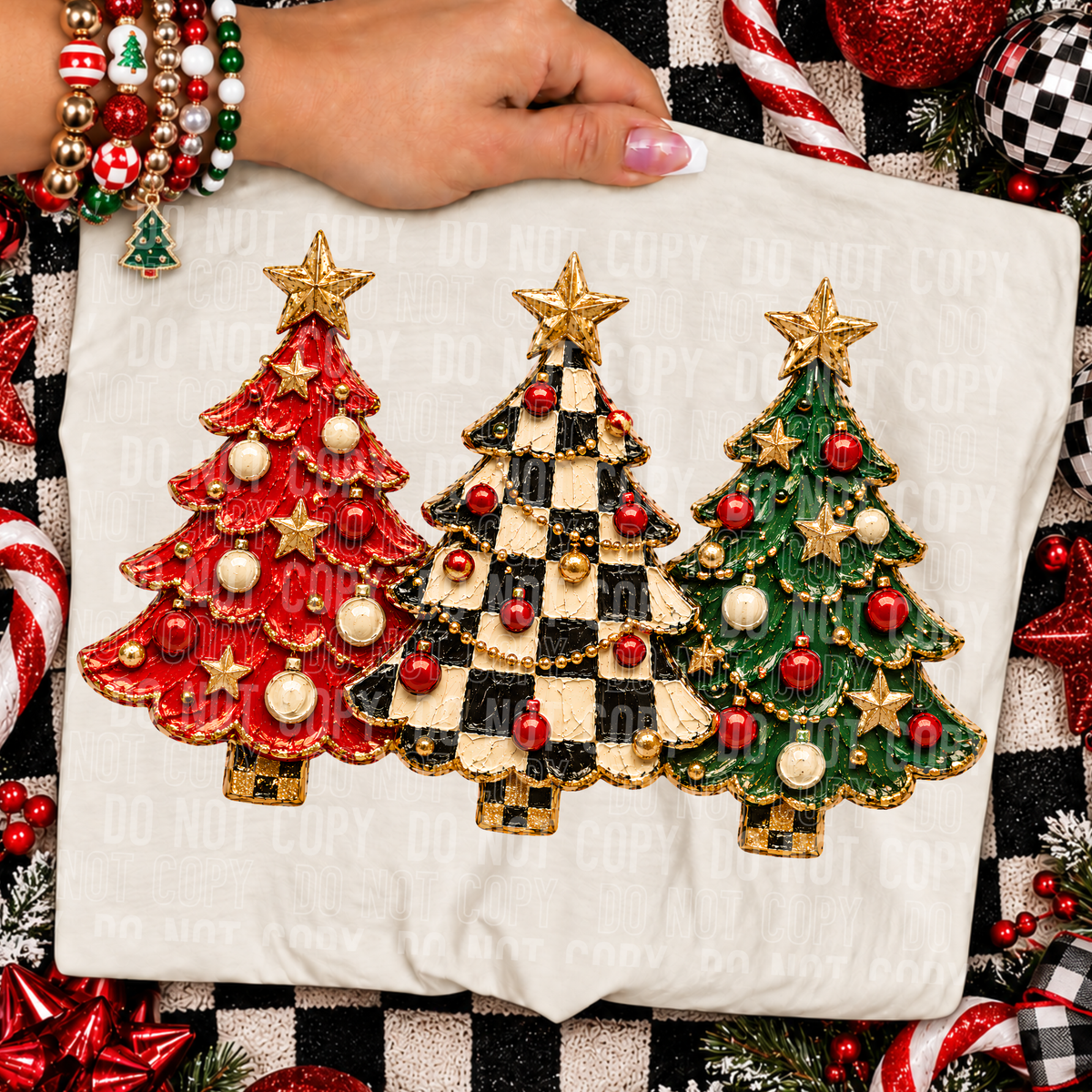 Painted Christmas Tree Trio – Tee, Sweatshirt & Hoodie