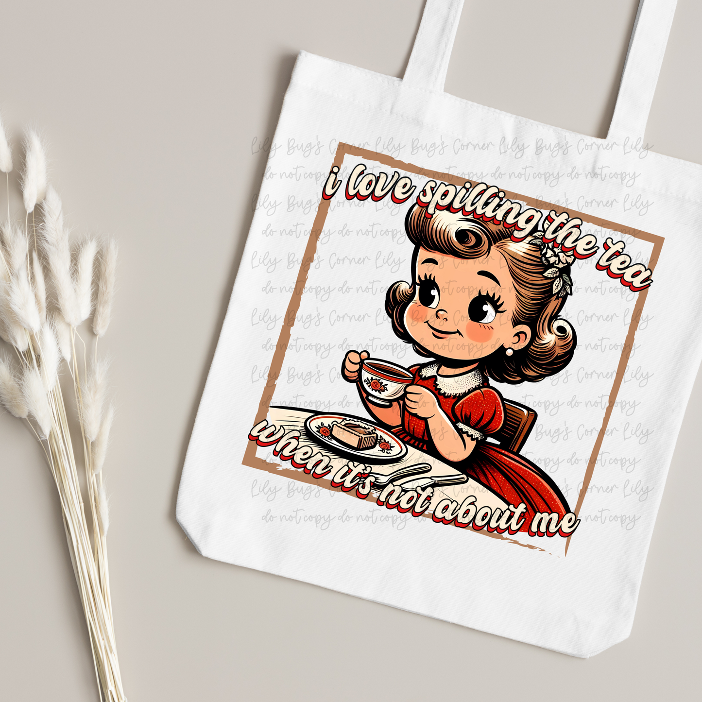 Vintage “I Love Spilling the Tea” Retro Tote Bag