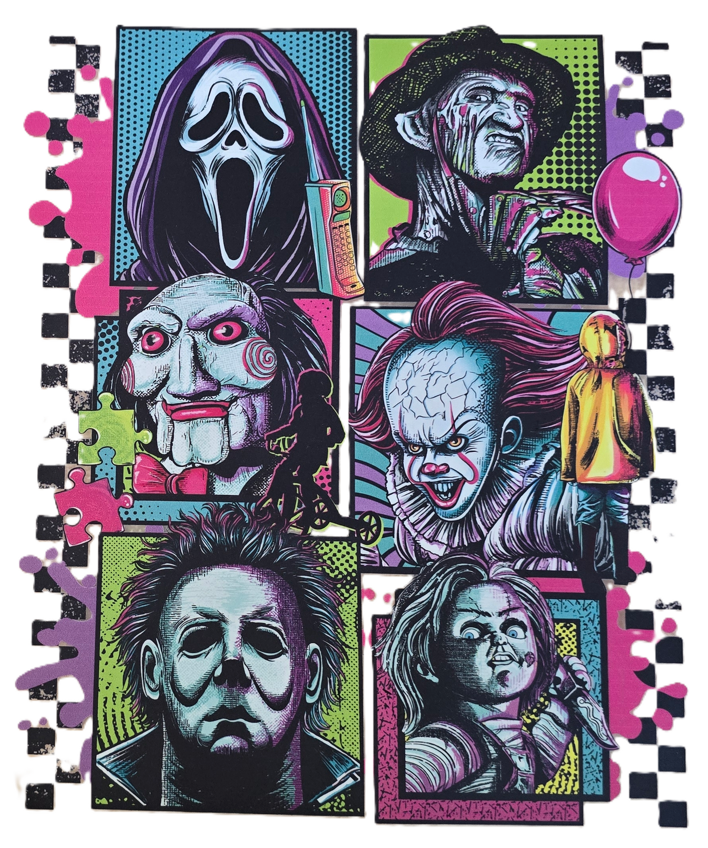 Horror Movie Villains Collage T-Shirt