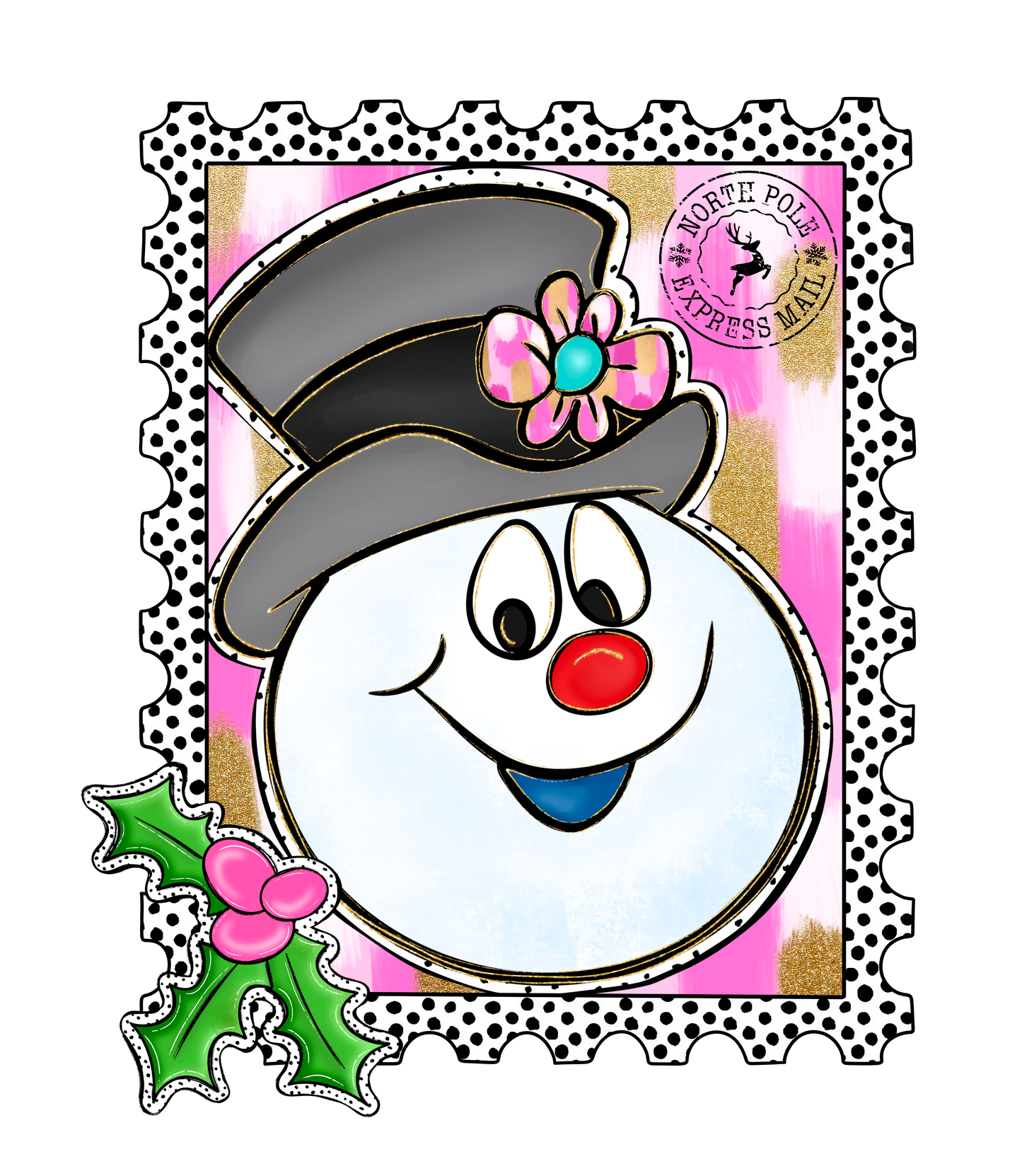 ❄️ Whimsical Snowman Stamp Christmas Shirt – T-Shirt, Sweatshirt, or Hoodie ❄️