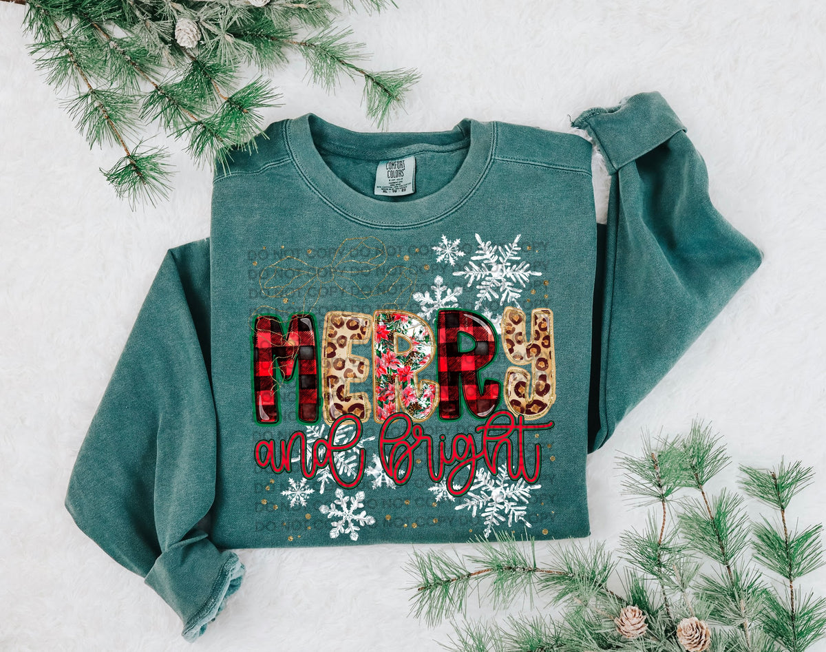Merry and Bright Patterned Christmas – Tee, Sweatshirt & Hoodie