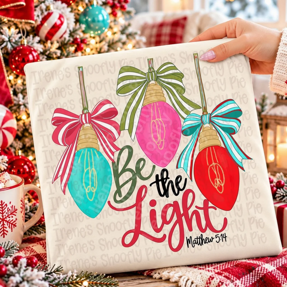 Be the Light Christmas Bows – T-Shirt, Sweatshirt & Hoodie
