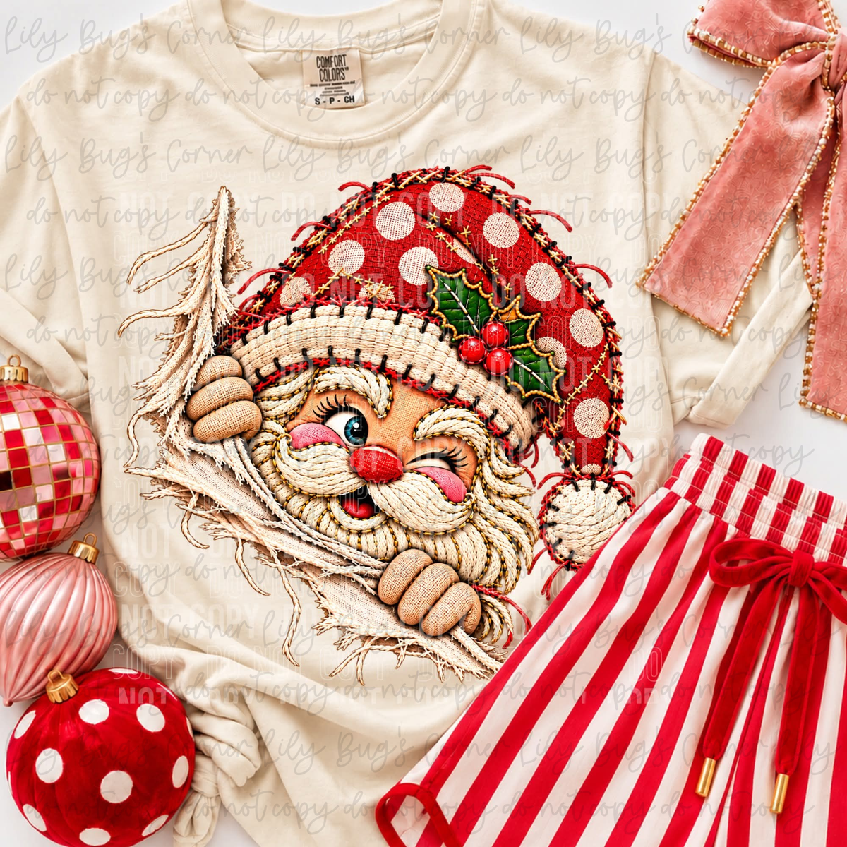 Peekaboo Santa Polka Dot Hat – Tee, Sweatshirt & Hoodie