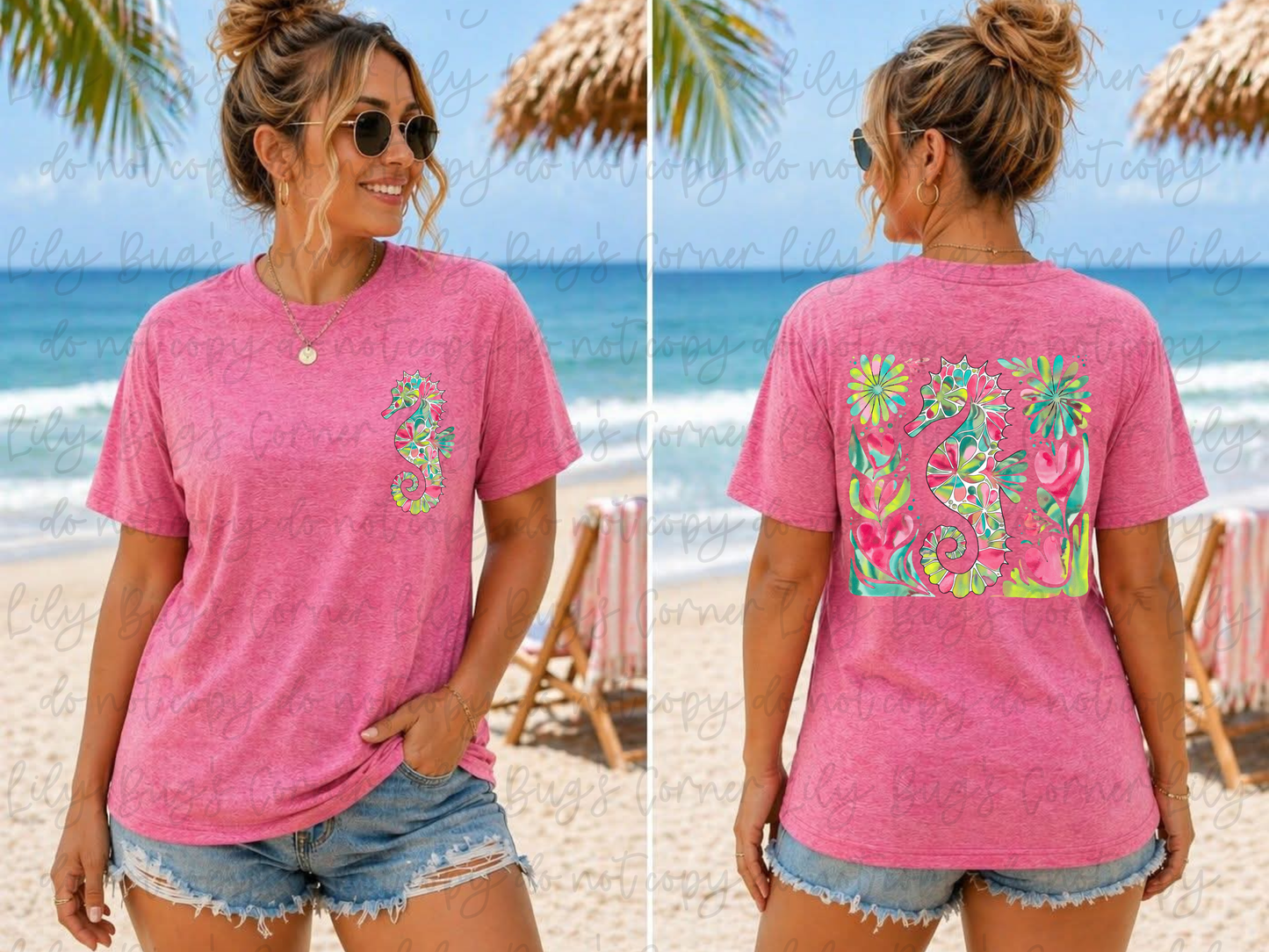 Floral Sea Horse Graphic Tee | Under the Sea Collection