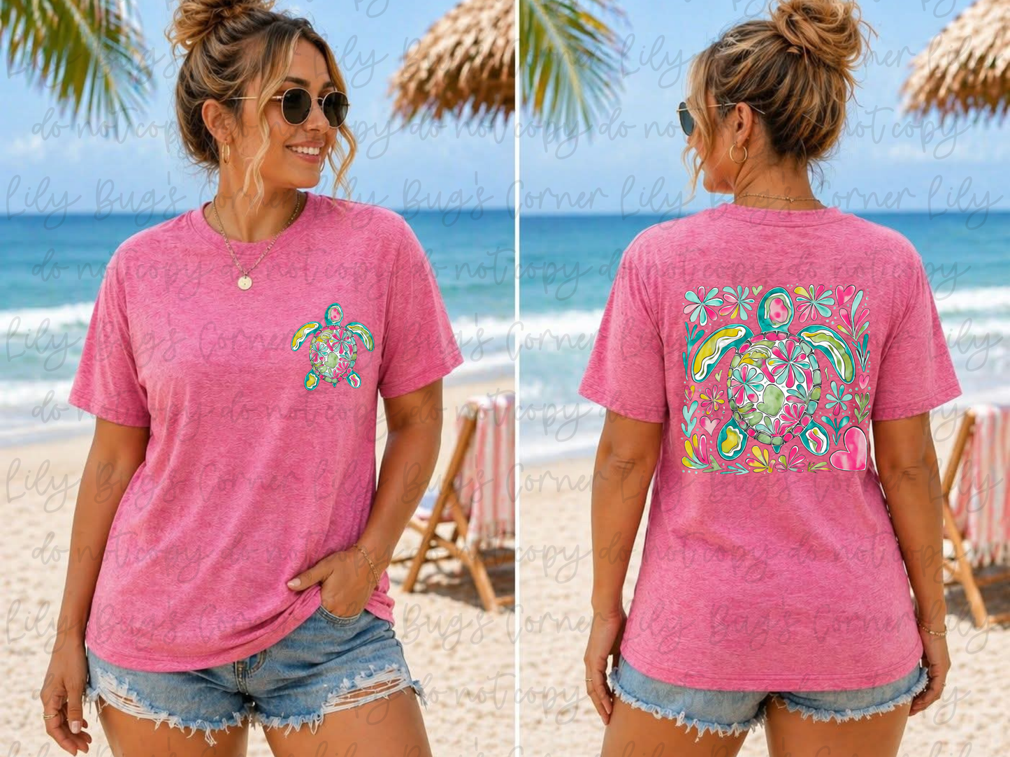 Floral Sea Turtle Graphic Tee | Under the Sea Collection
