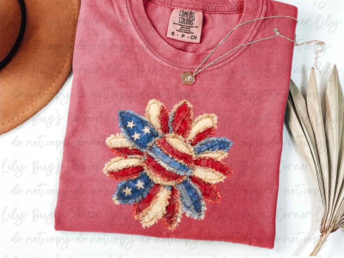 Vintage Patchwork Americana Flower Shirt | Patriotic Floral Quilt Graphic Tee | Summer Farmhouse Style