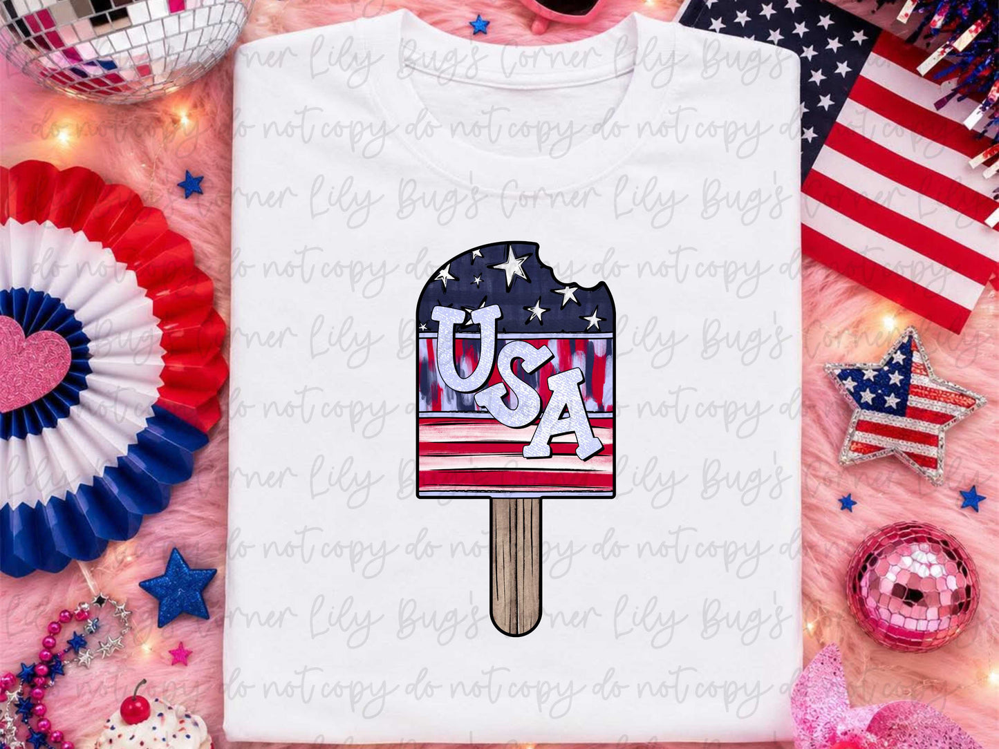 USA Patriotic Popsicle Shirt | Red White & Blue Summer Graphic Tee | Fourth of July Americana Apparel