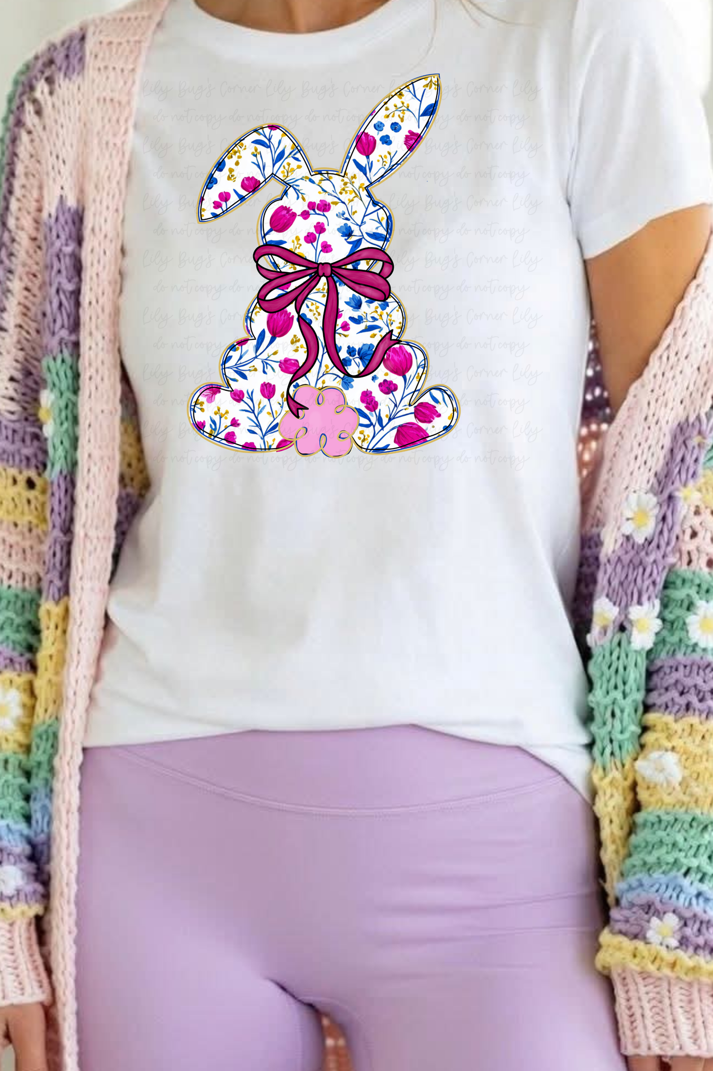 Floral Bunny Happy Easter Graphic T-Shirt | Cottagecore Easter Bunny Tee | Spring Floral Holiday Shirt