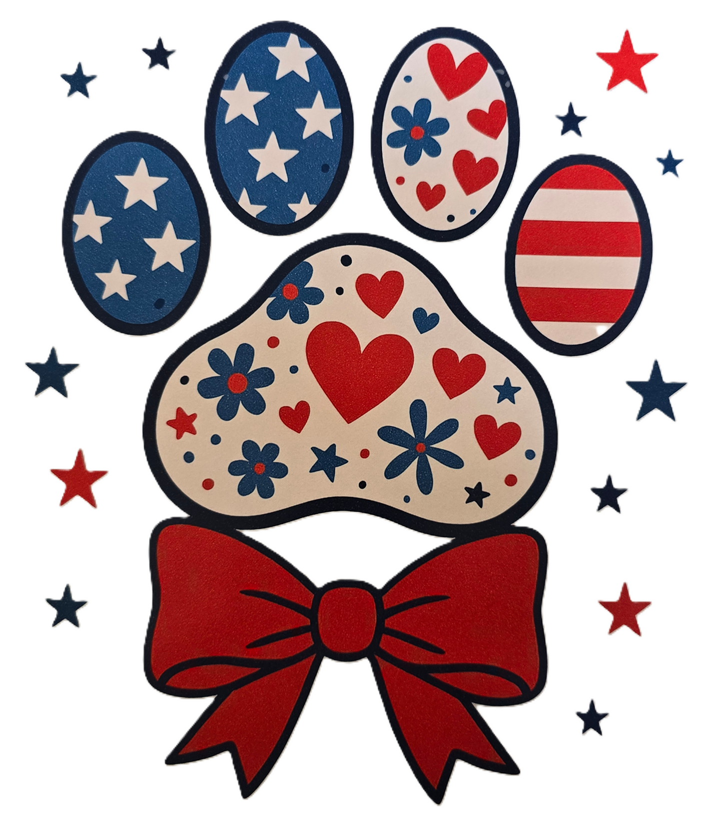 Dog Paw 4th of July Tshirt