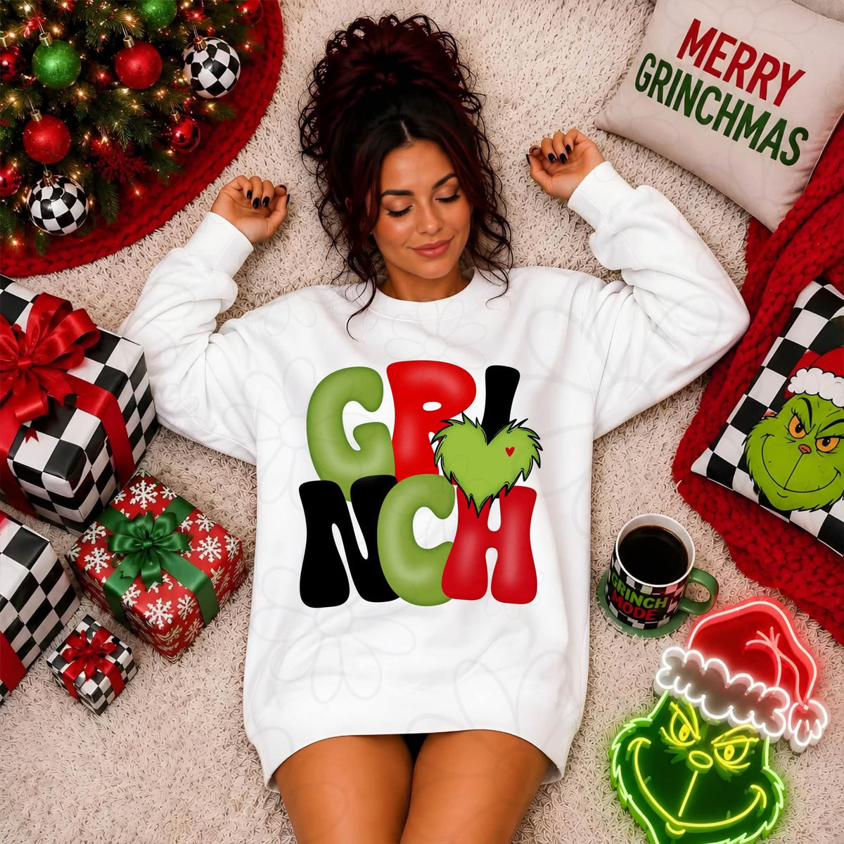 Grinch Heart Christmas – Three Design Colors on White