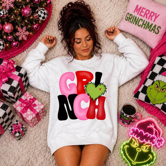 Grinch Heart Christmas – Three Design Colors on White
