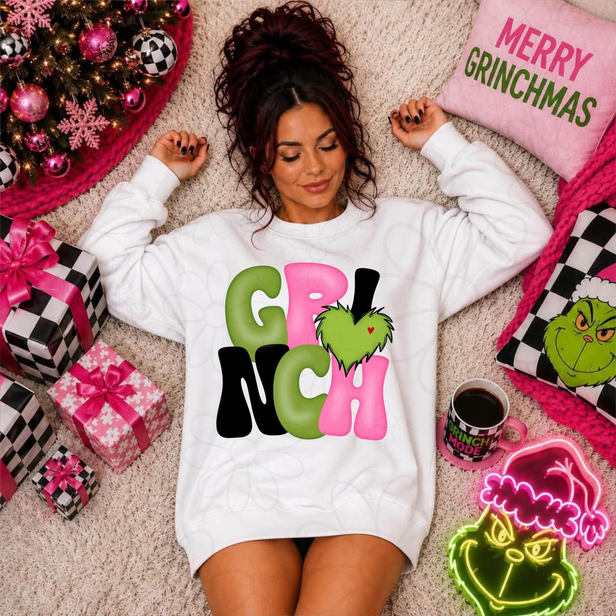 Grinch Heart Christmas – Three Design Colors on White