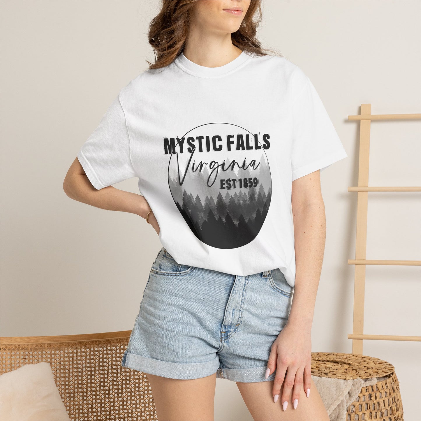 Mystic Falls Virginia T-Shirt — Forest Circle Graphic Tee (EST 1859)