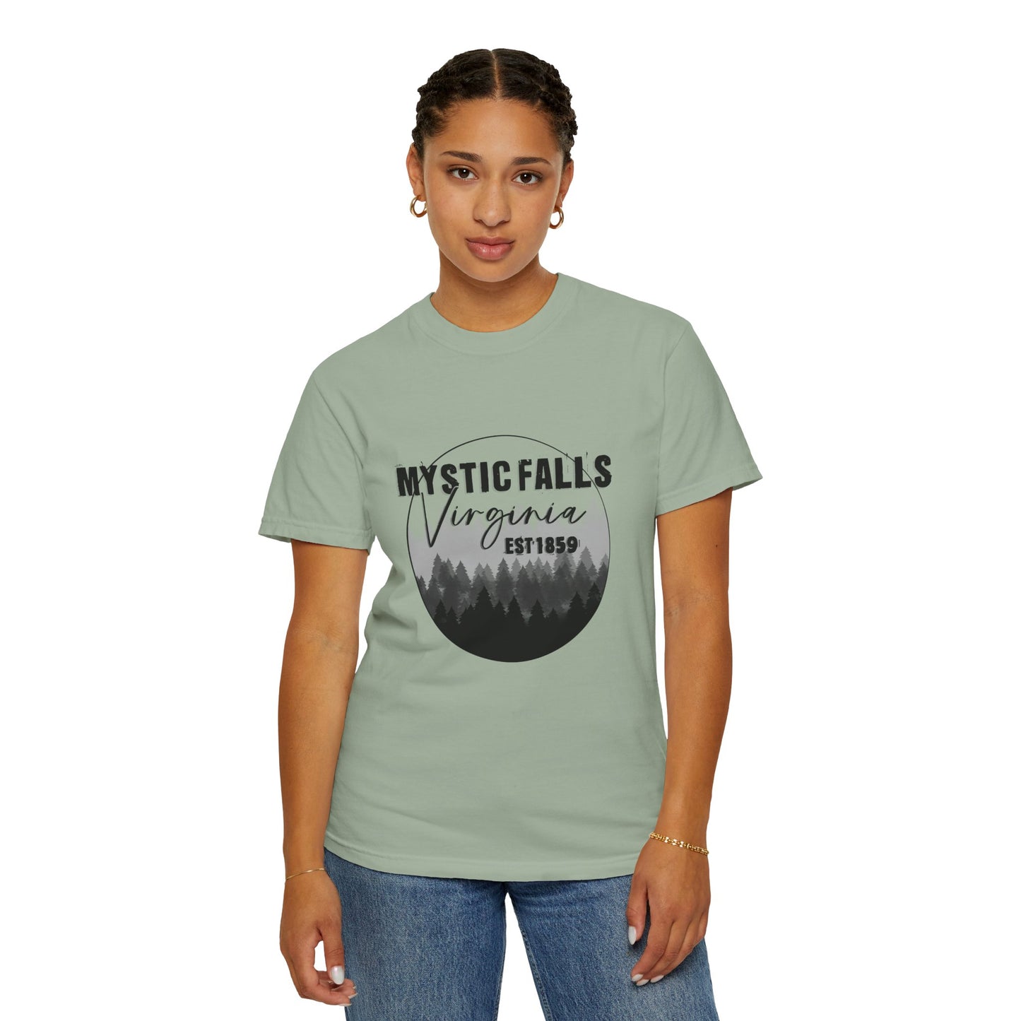 Mystic Falls Virginia T-Shirt — Forest Circle Graphic Tee (EST 1859)