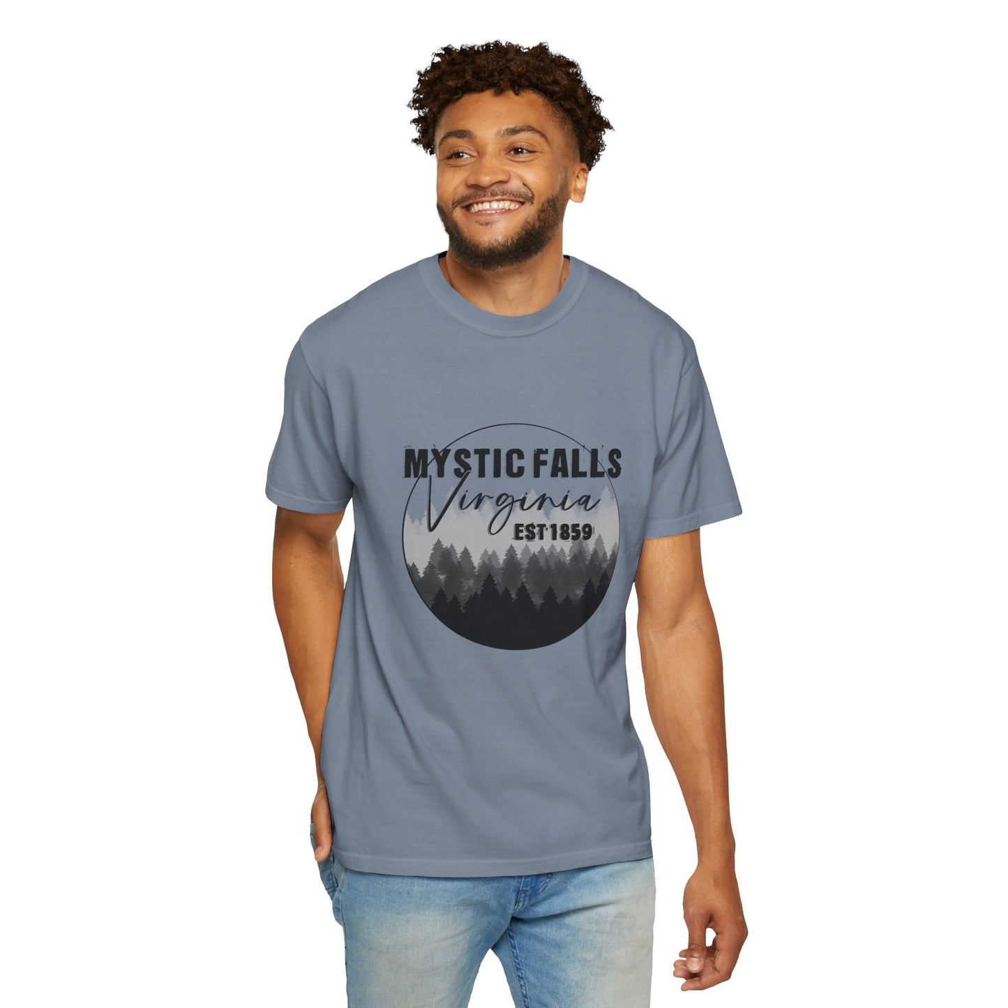 Mystic Falls Virginia T-Shirt — Forest Circle Graphic Tee (EST 1859)