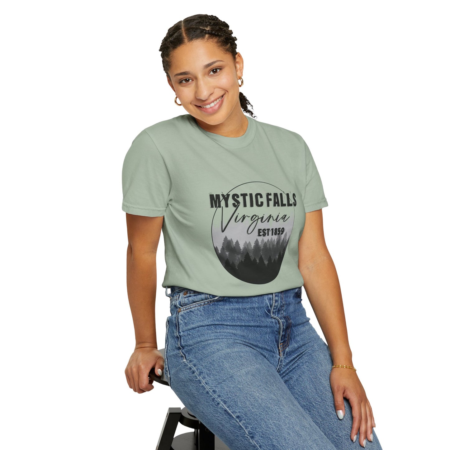 Mystic Falls Virginia T-Shirt — Forest Circle Graphic Tee (EST 1859)