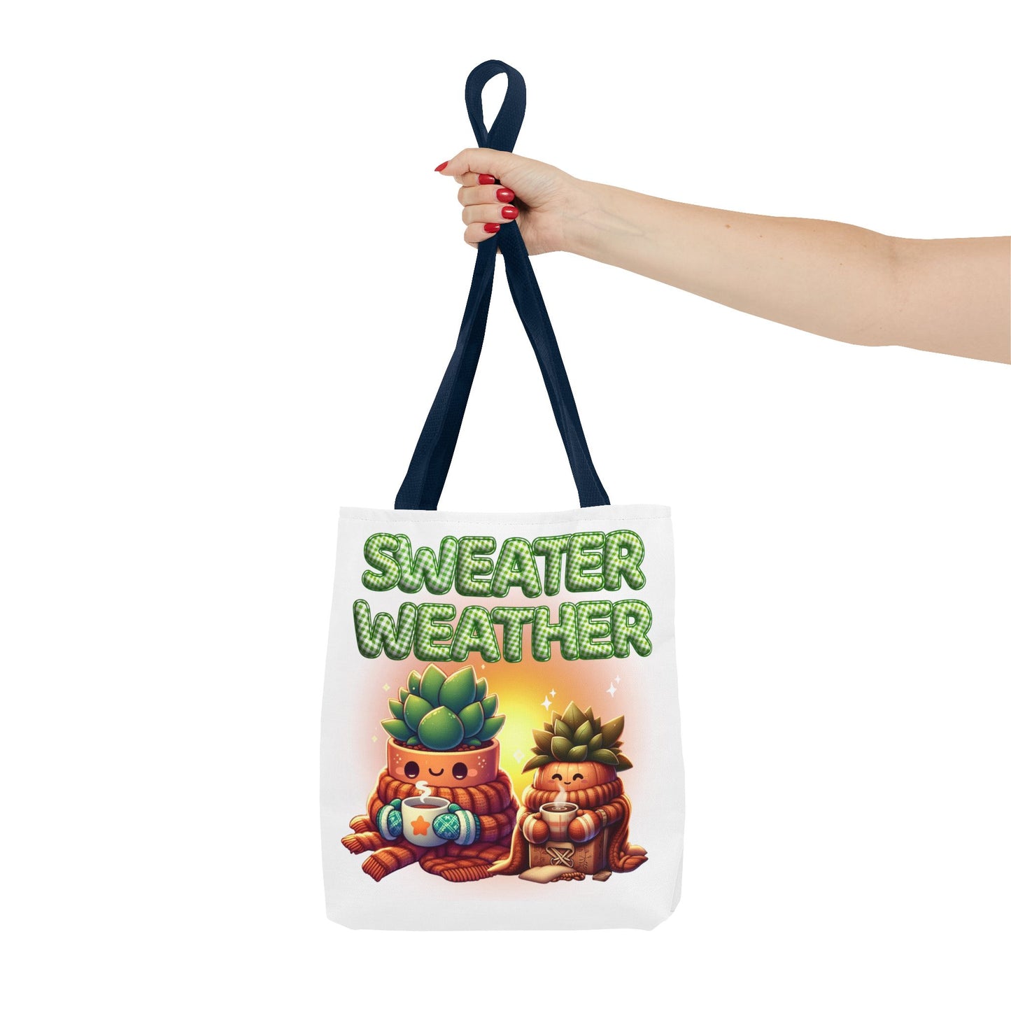 Sweater Weather Tote Bag | Cute Fall Carryall, Gift for Plant Lovers, Autumn Accessory, Eco-Friendly Shopping Bag, Seasonal Decor