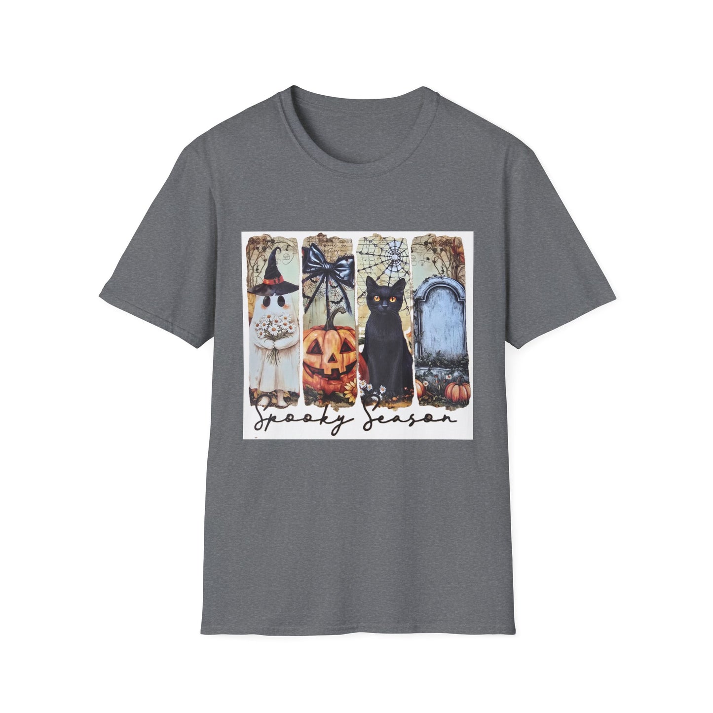 Spooky Season Cat T-Shirt, Halloween Tees, Unisex Softstyle Tee, Fall Fashion, Cute Halloween Shirt, Cat Lover Gift