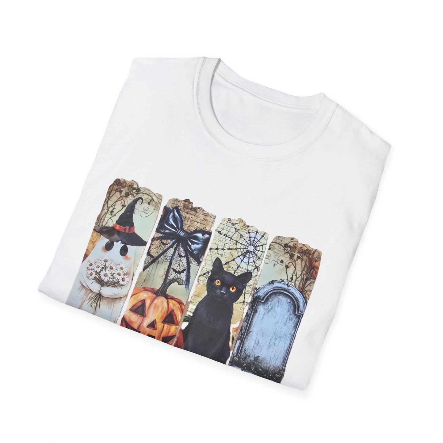 Spooky Season Cat T-Shirt, Halloween Tees, Unisex Softstyle Tee, Fall Fashion, Cute Halloween Shirt, Cat Lover Gift
