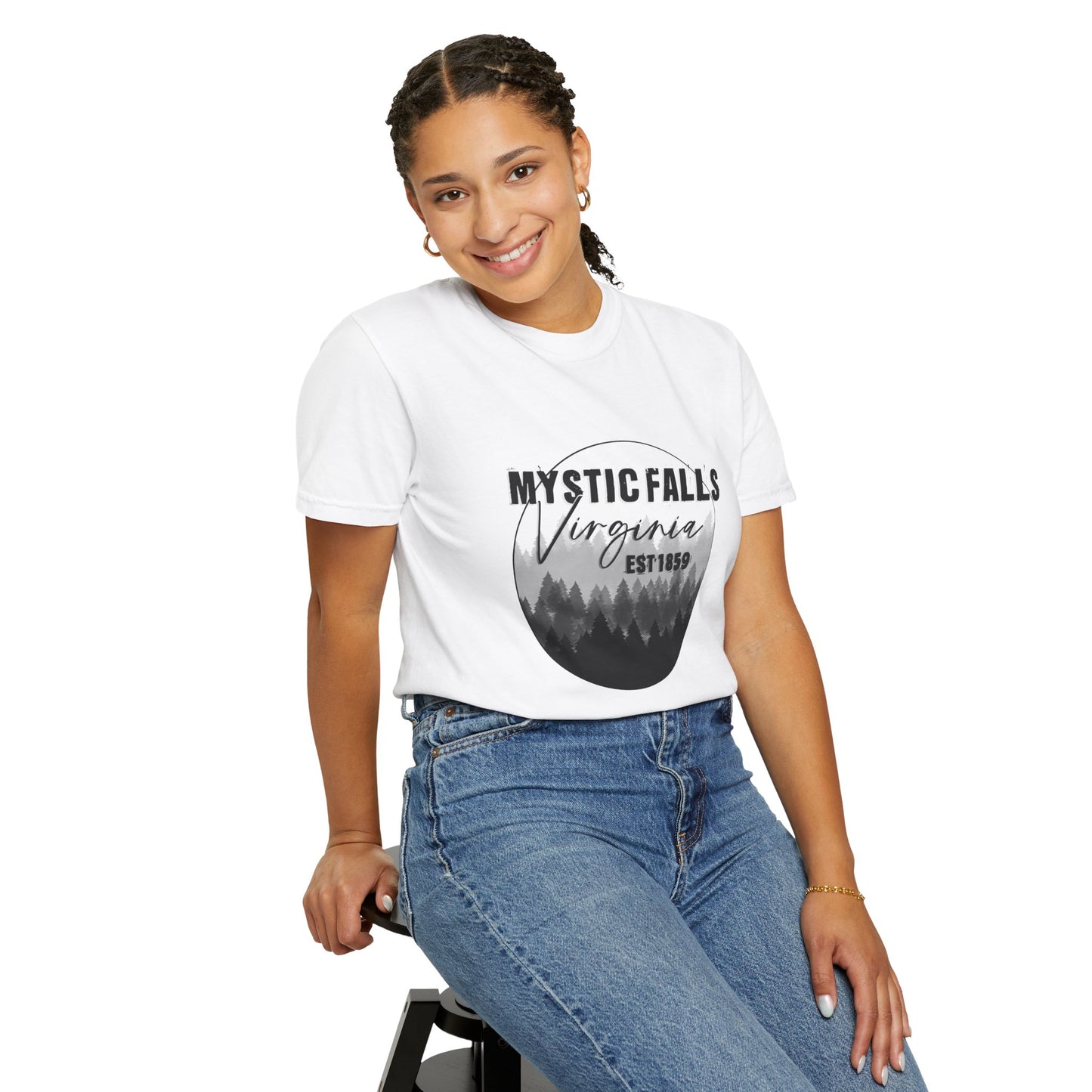 Mystic Falls Virginia T-Shirt — Forest Circle Graphic Tee (EST 1859)