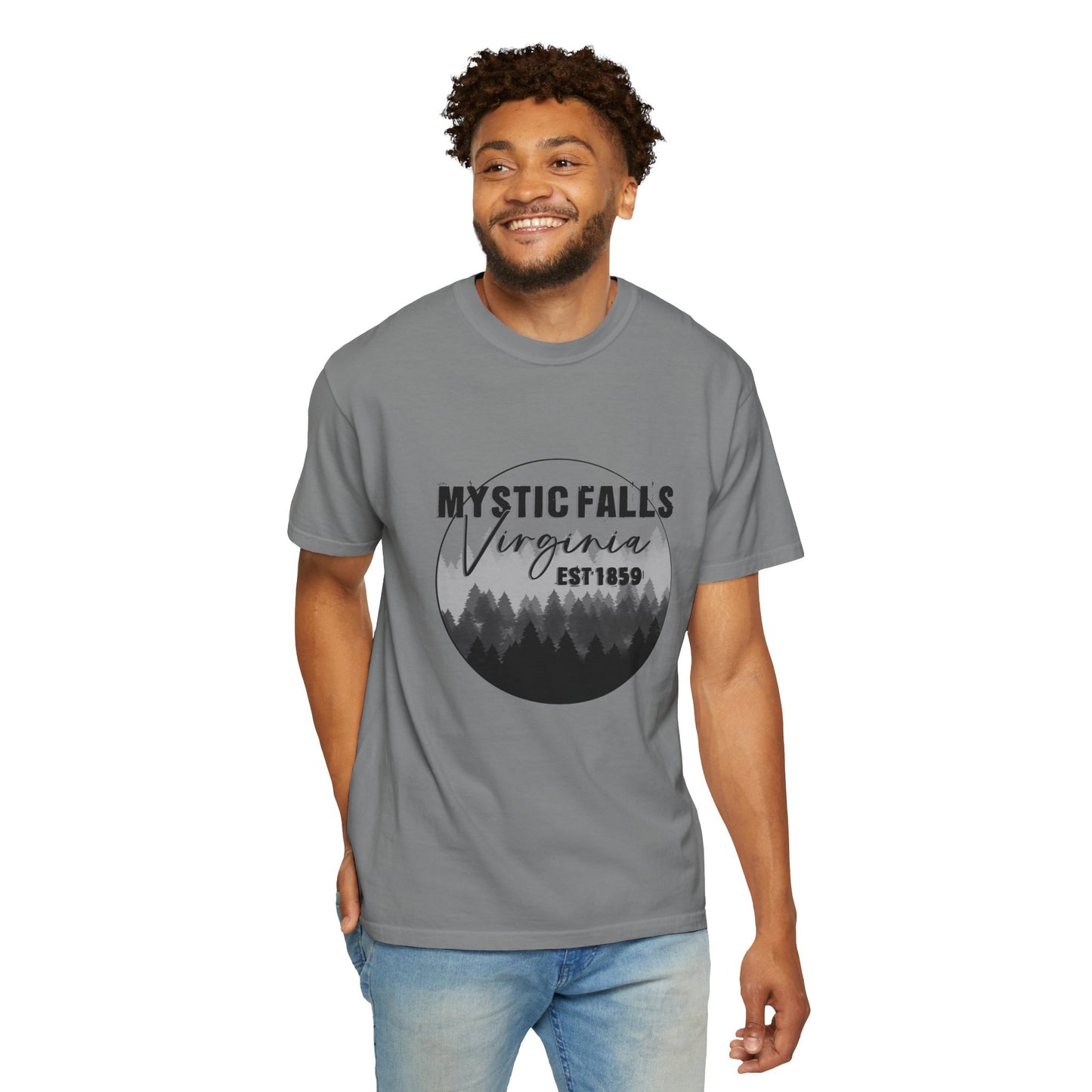 Mystic Falls Virginia T-Shirt — Forest Circle Graphic Tee (EST 1859)