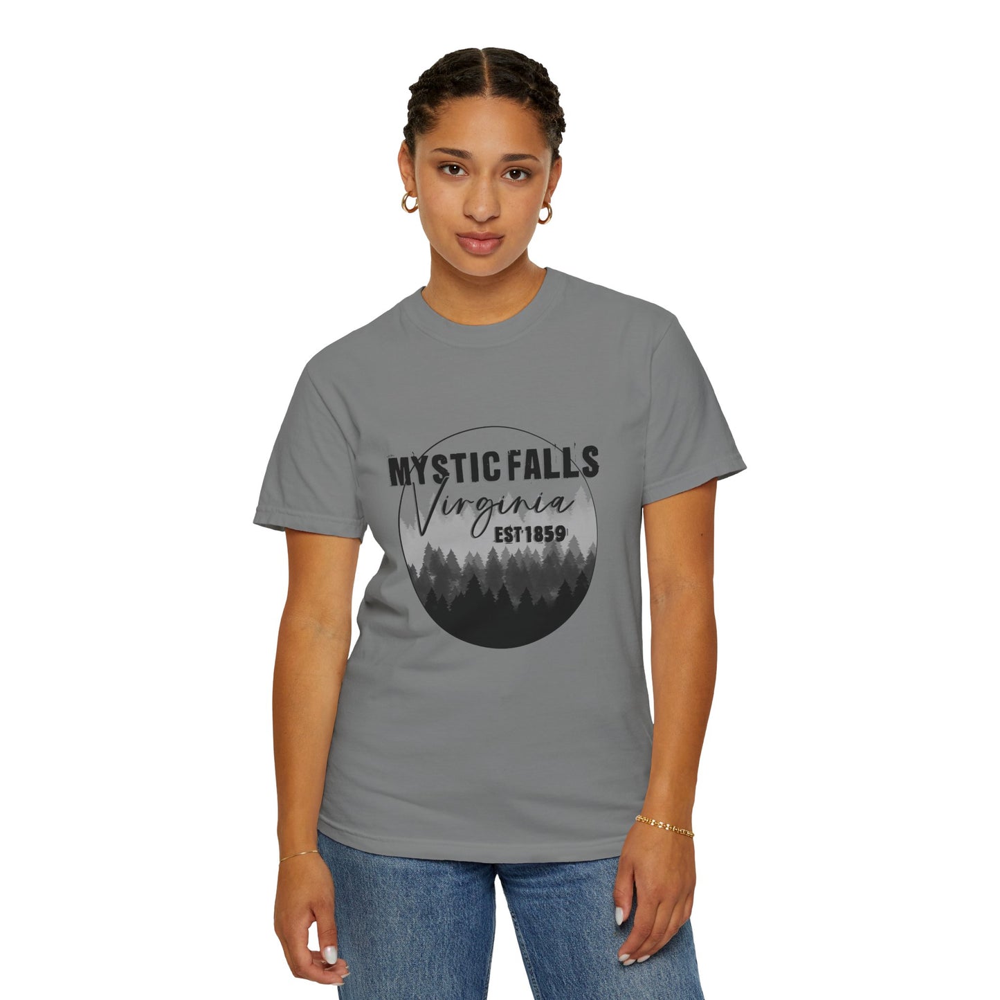 Mystic Falls Virginia T-Shirt — Forest Circle Graphic Tee (EST 1859)