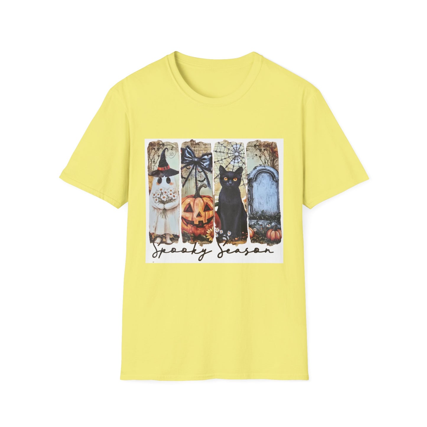 Spooky Season Cat T-Shirt, Halloween Tees, Unisex Softstyle Tee, Fall Fashion, Cute Halloween Shirt, Cat Lover Gift