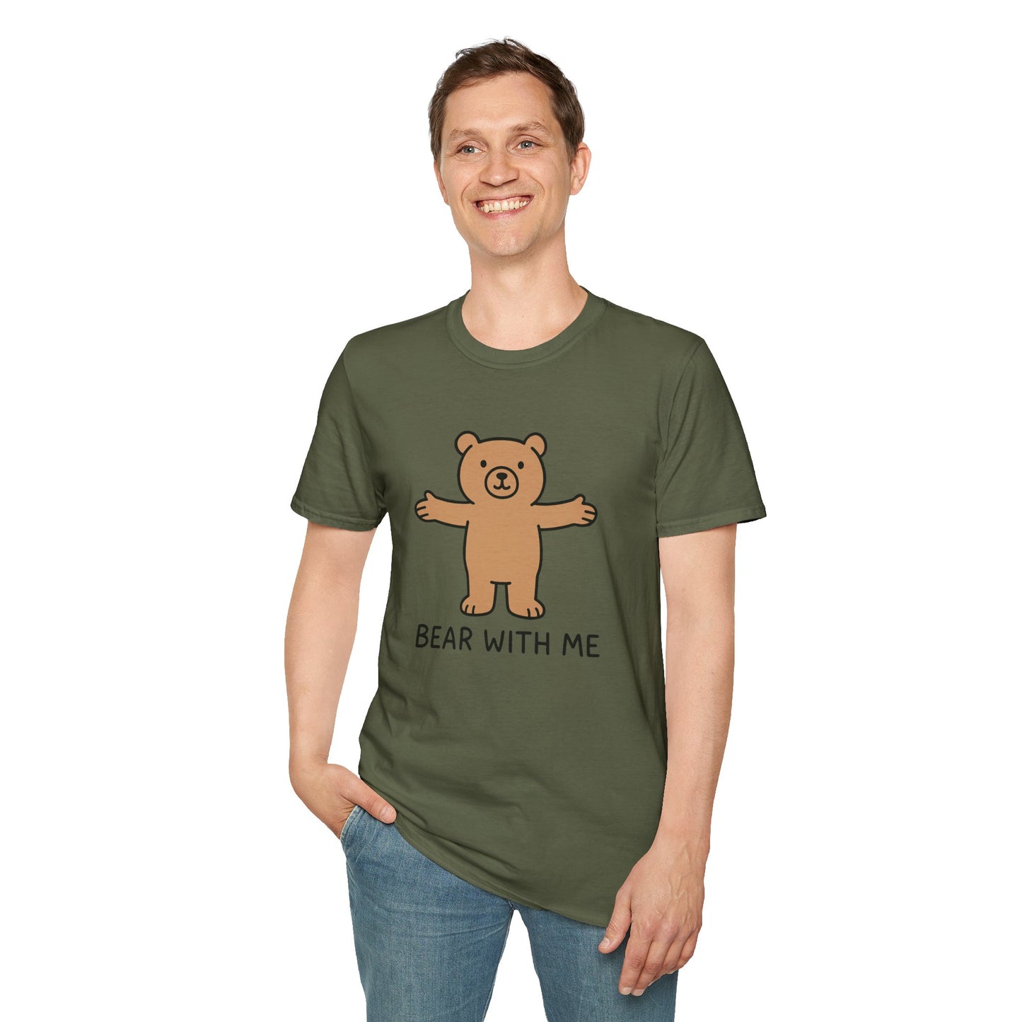 Cute Bear Graphic T-Shirt | Bear with Me Tee, Gift for Animal Lovers, Fun Casual Wear, Birthday Gift, Unisex Softstyle Shirt