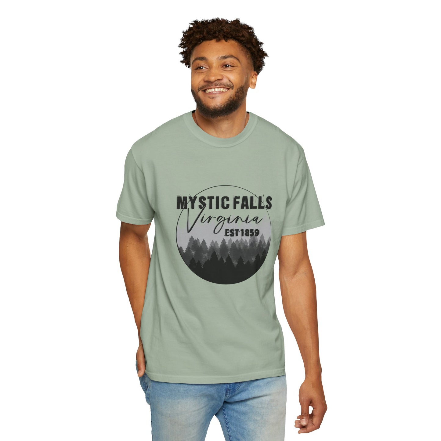 Mystic Falls Virginia T-Shirt — Forest Circle Graphic Tee (EST 1859)