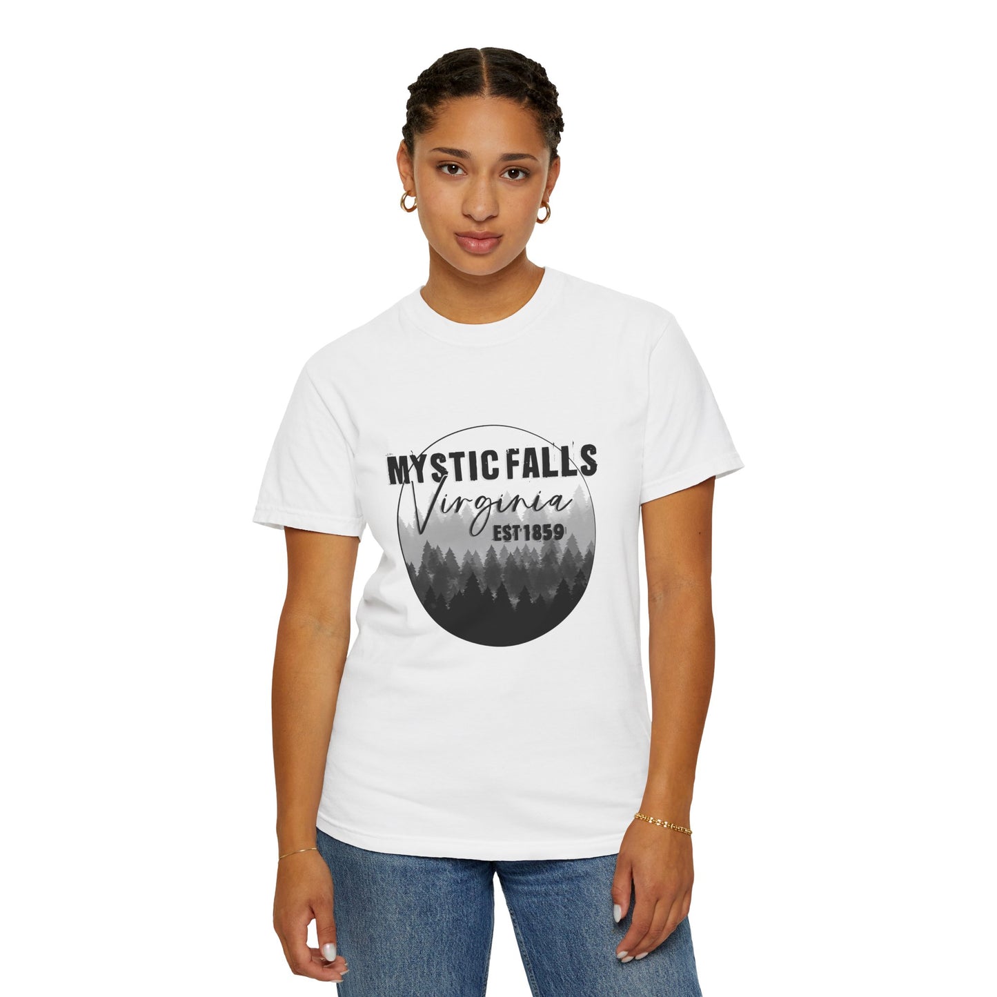 Mystic Falls Virginia T-Shirt — Forest Circle Graphic Tee (EST 1859)