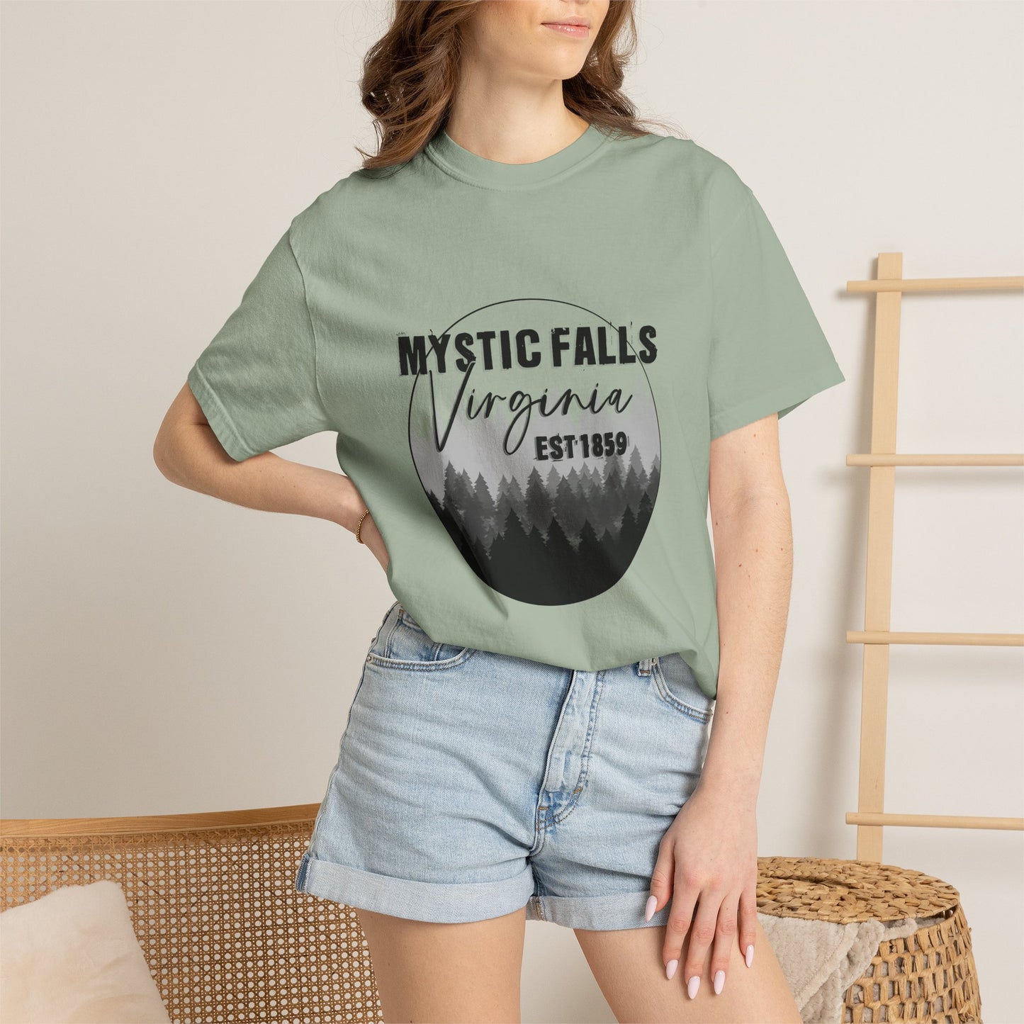 Mystic Falls Virginia T-Shirt — Forest Circle Graphic Tee (EST 1859)