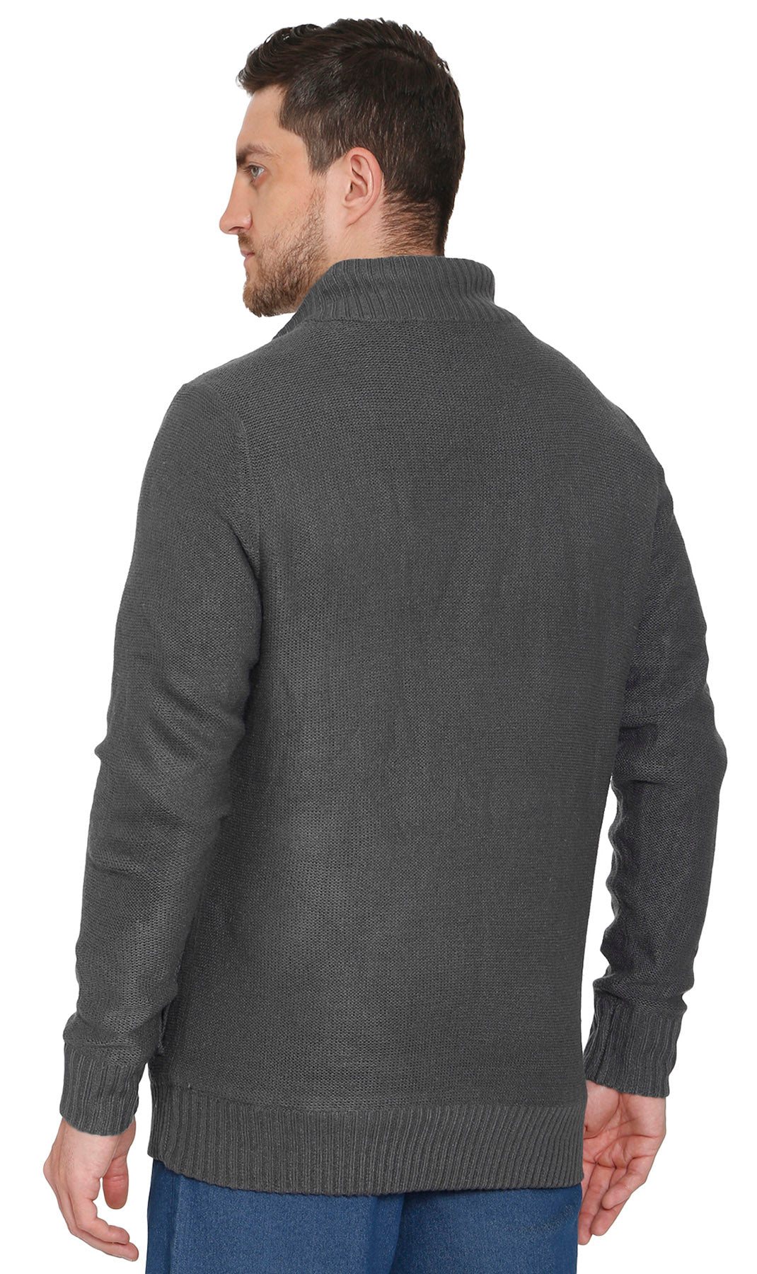 Mens Sherpa Fleece Lined Zip Front Sweater Jacket