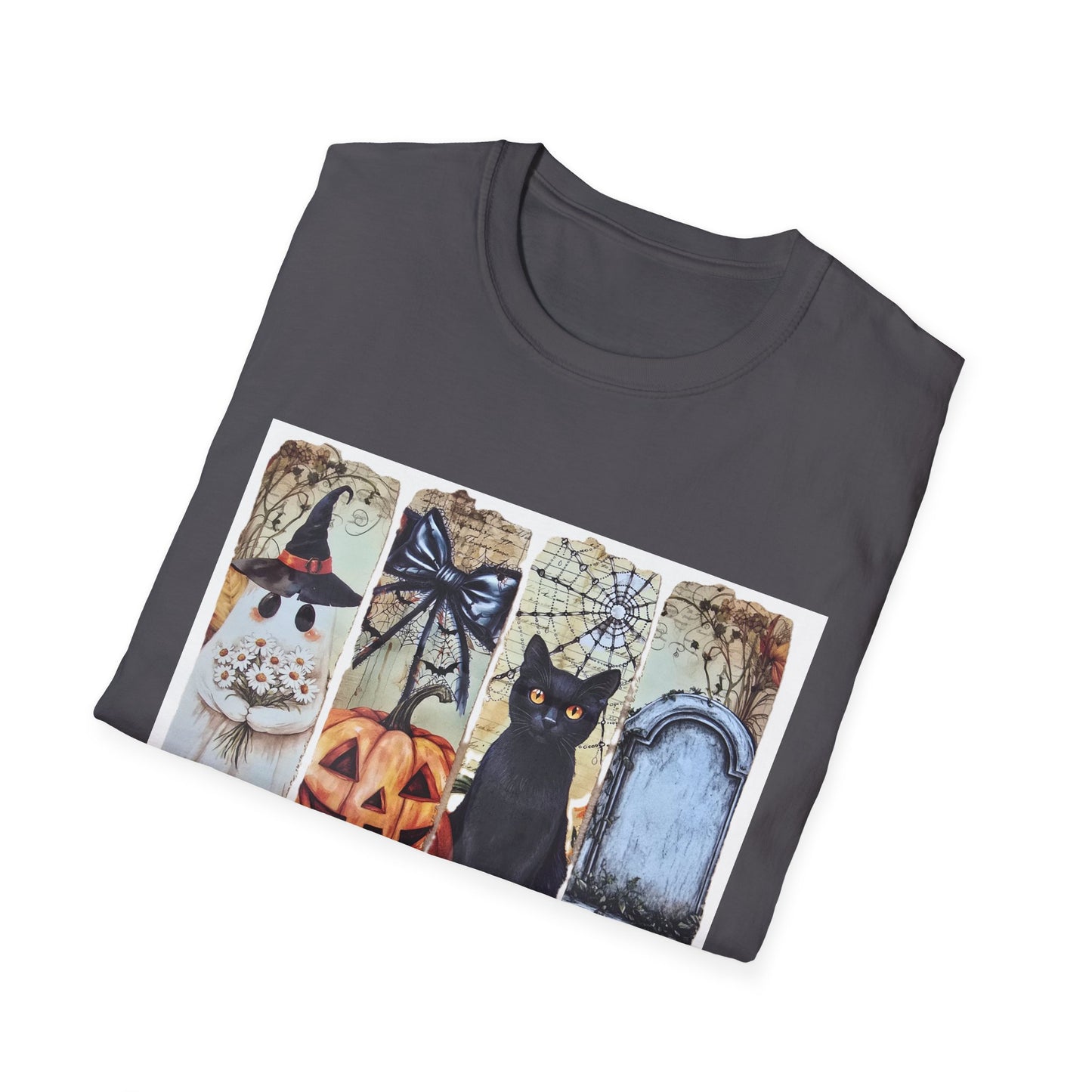 Spooky Season Cat T-Shirt, Halloween Tees, Unisex Softstyle Tee, Fall Fashion, Cute Halloween Shirt, Cat Lover Gift