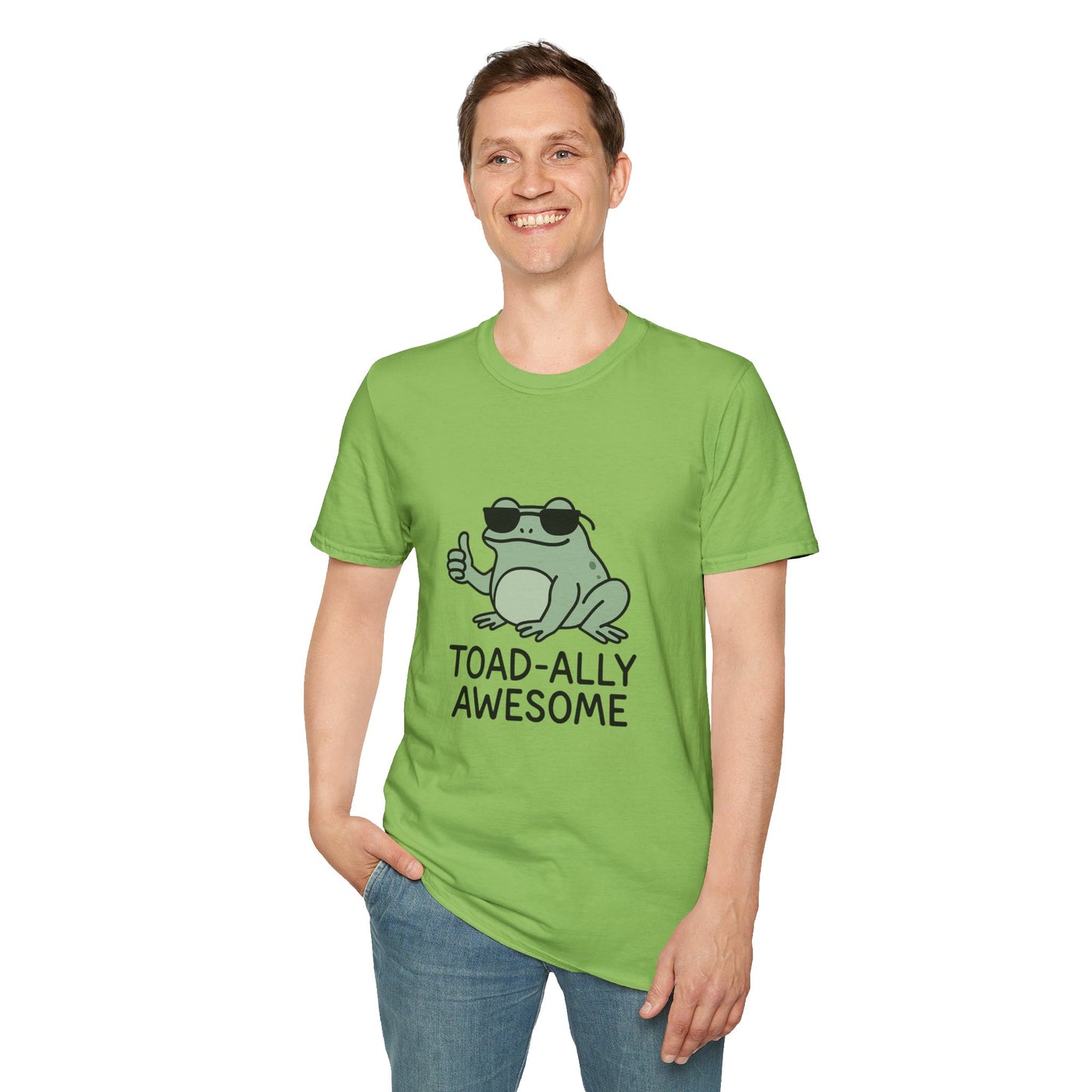 Toad-ally Awesome Unisex Softstyle T-Shirt, Funny Frog Tee, Gift for Animal Lovers, Casual Wear, Birthday Present, Green Humor Shirt