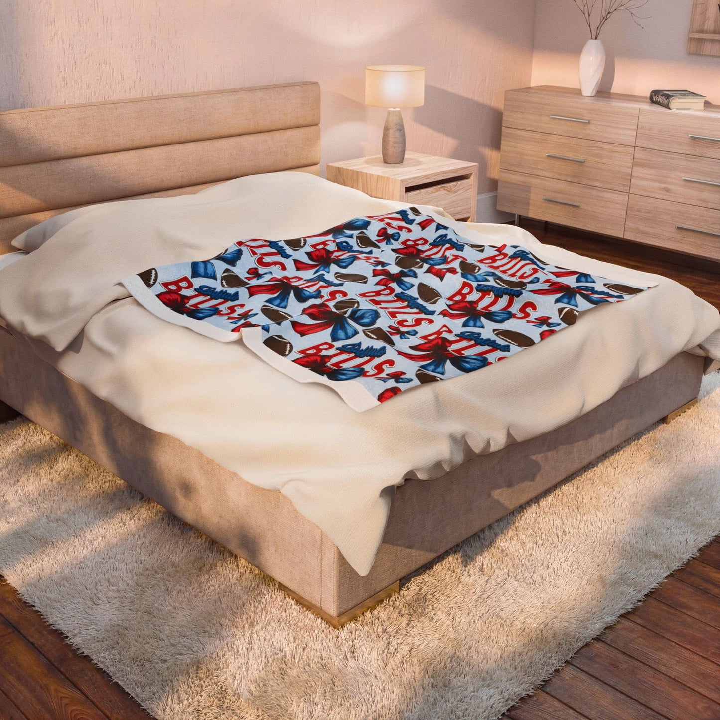 American Flag Bow Velveteen Plush Blanket — Patriotic 4th of July Throw