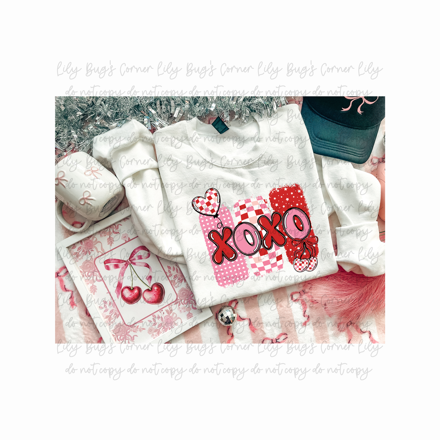 XOXO Valentine Shirt | Pink & Red Gingham Valentine Graphic Tee | Cute Valentine’s Day Shirt