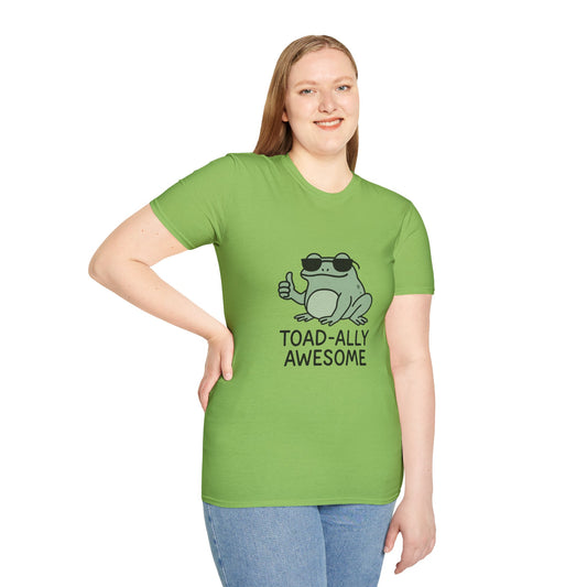 Toad-ally Awesome Unisex Softstyle T-Shirt, Funny Frog Tee, Gift for Animal Lovers, Casual Wear, Birthday Present, Green Humor Shirt